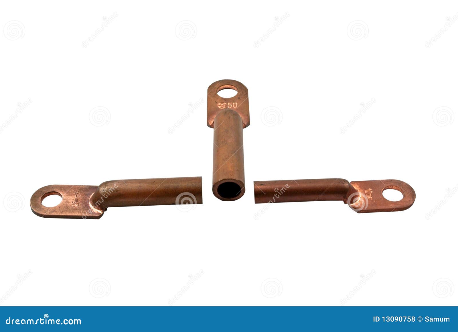 Copper electric terminals stock photo. Image of power 13090758