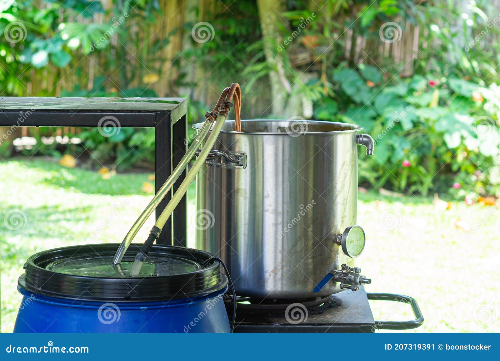 A Copper Immersion Heat Exchanger is Used in the Craft Beer Process