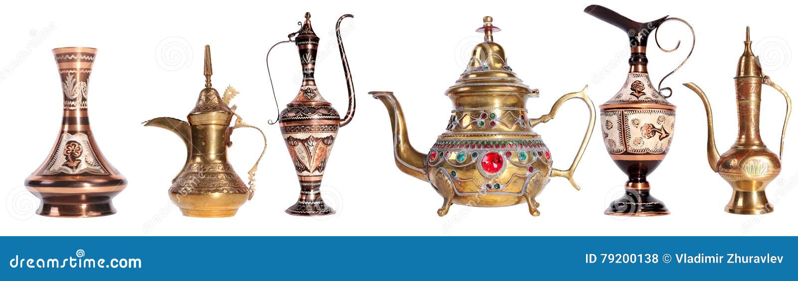 Copper Jug with a Traditional Arabic Ornaments on a White Background Stock Photo Image of