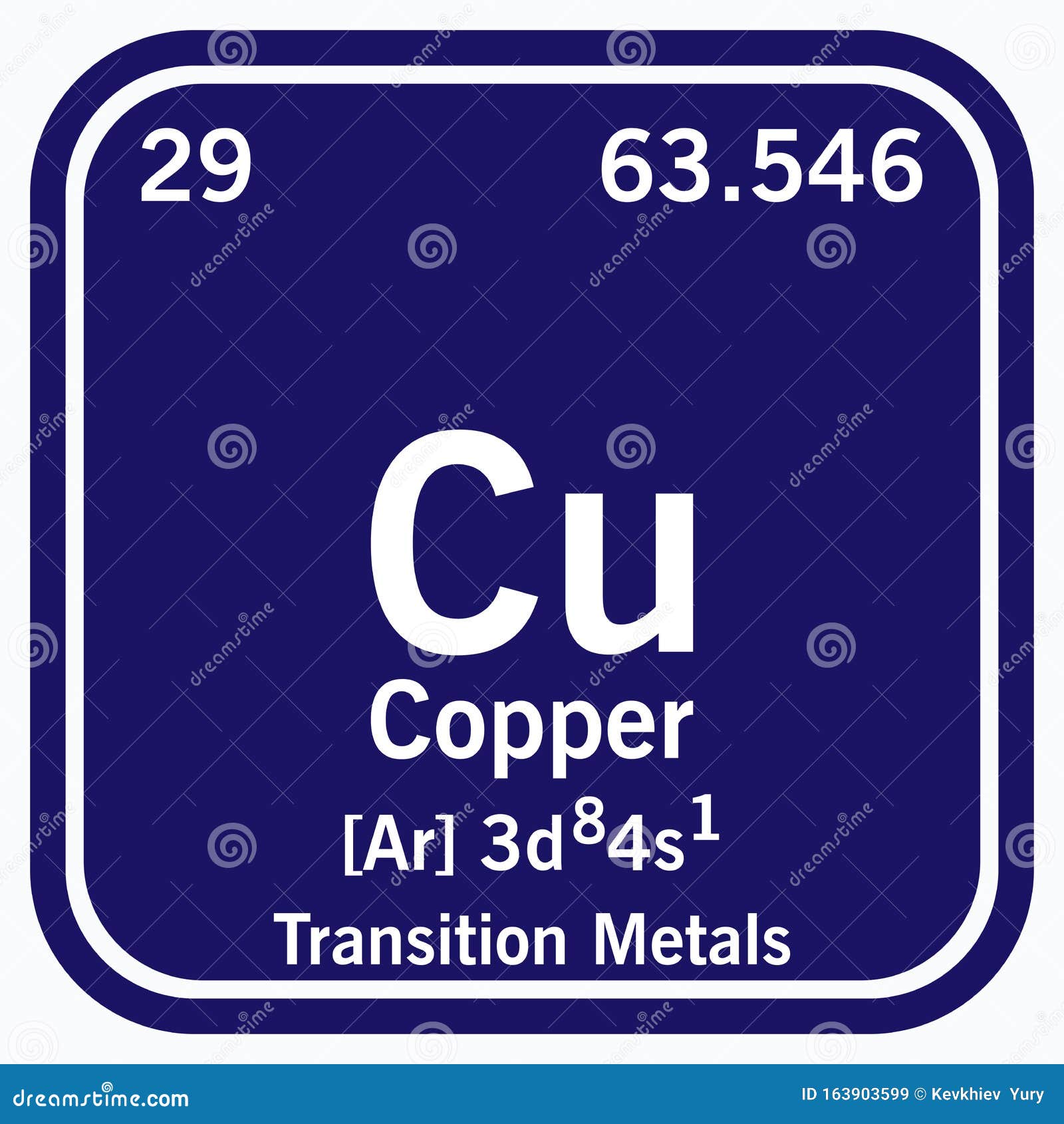 Copper Periodic Table of the Elements Vector Illustration Eps 10 Stock