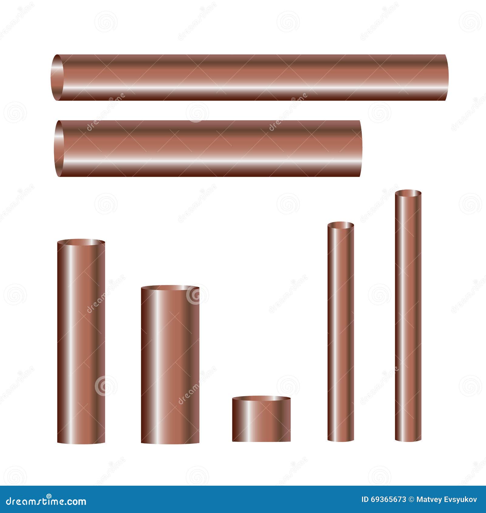 Copper Pipes and Hollow Tons Stock Illustration Illustration of