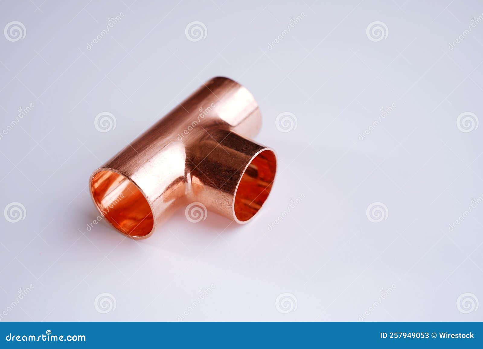 Copper Plumbing Fitting Adapter Copper Pipe Accessories Isolated at