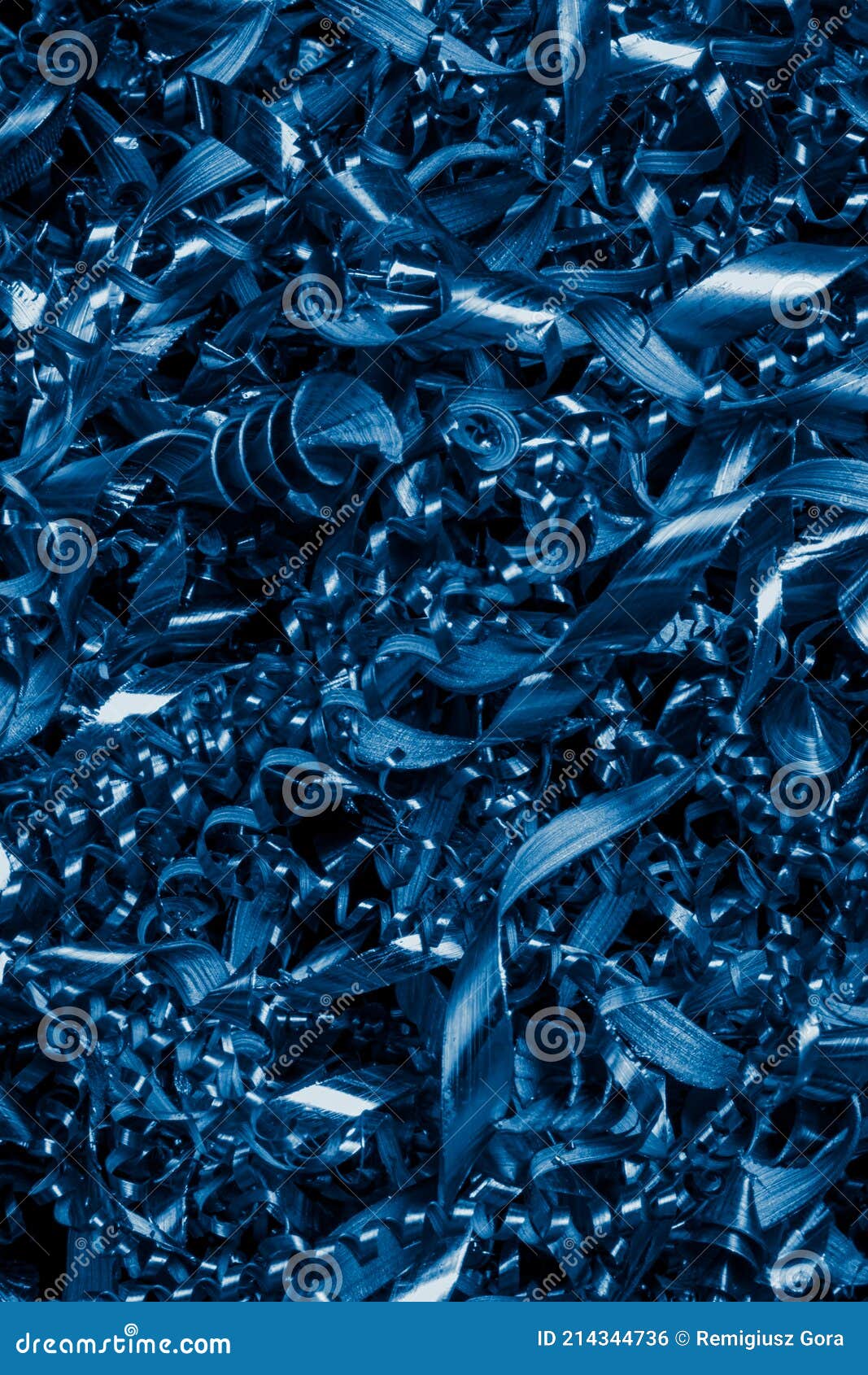 blue copper shavings in macro on tapete after production