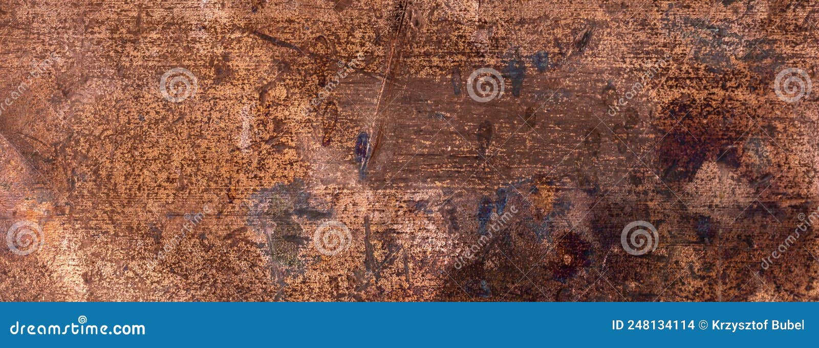 Copper Sheet with Colorful. Background or Textura Patterns Stock Photo