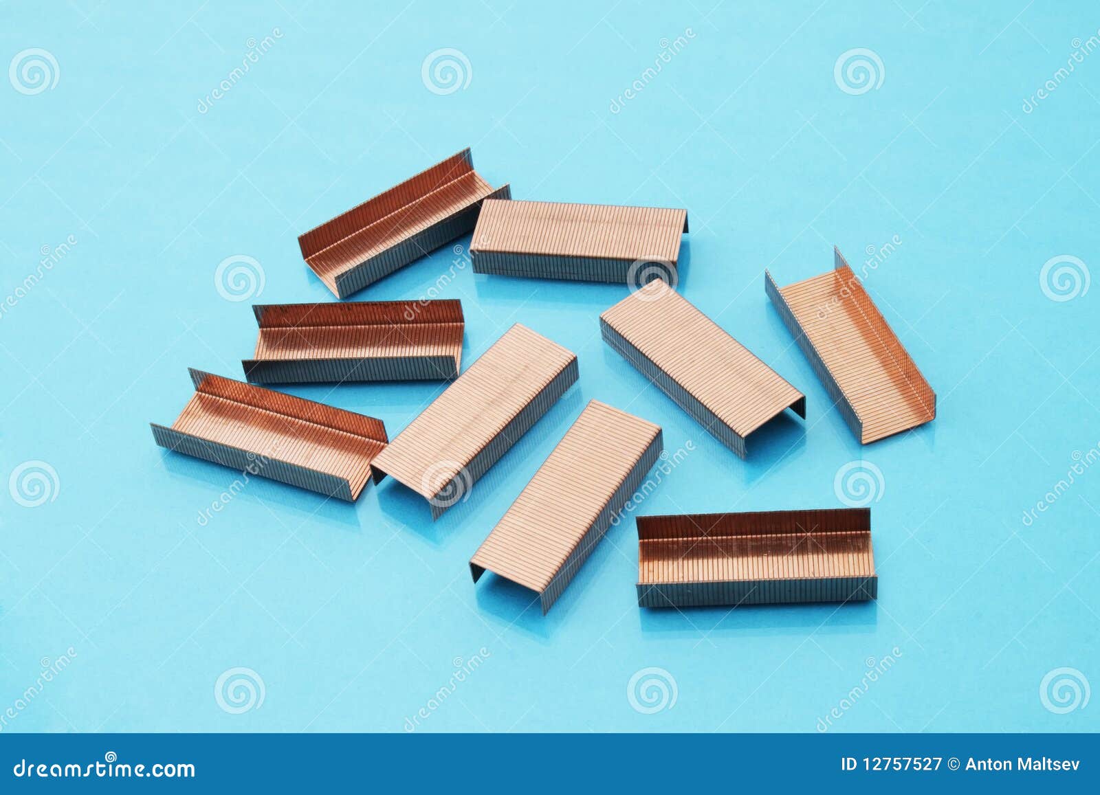 Copper Staples stock image. Image of monotonous, glossy 12757527