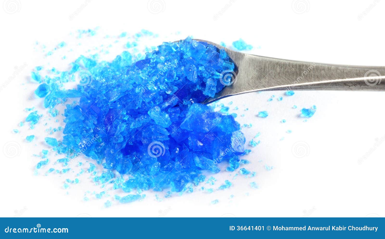 Copper Sulphate with a Steel Spatula Stock Image Image of