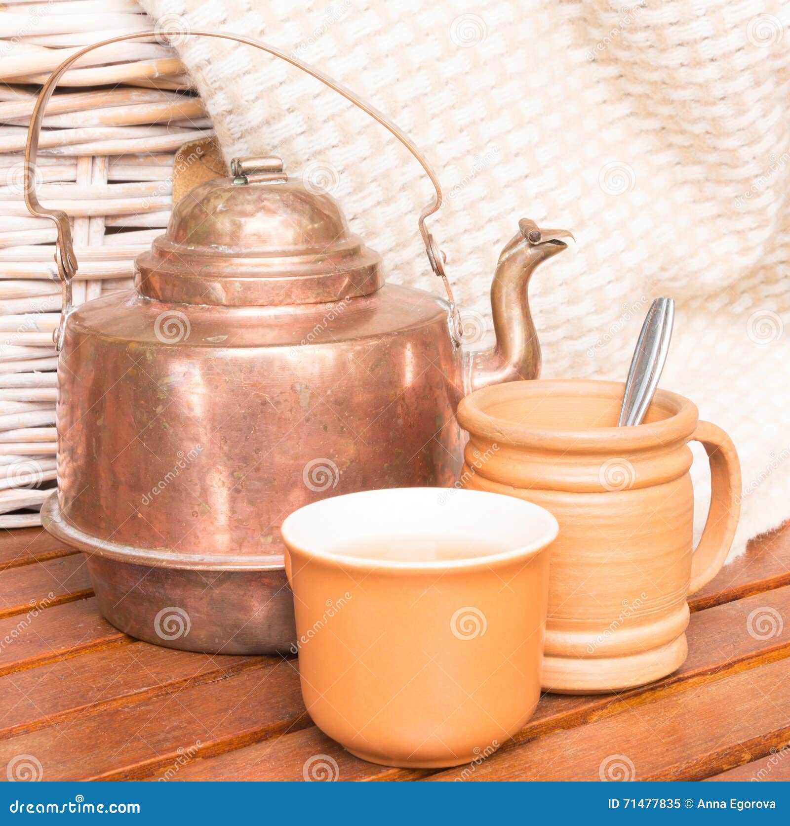 Copper teapot with cups stock image. Image of style, teapot 71477835