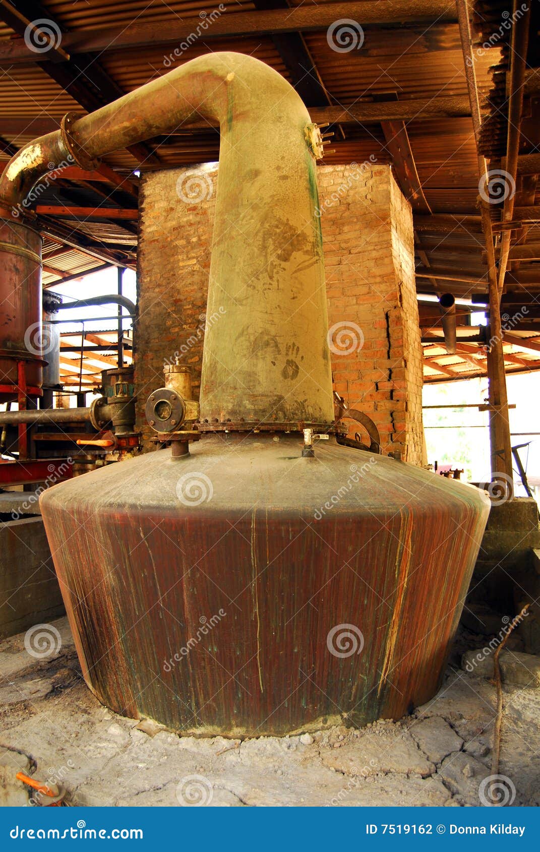copper vat in rum factory
