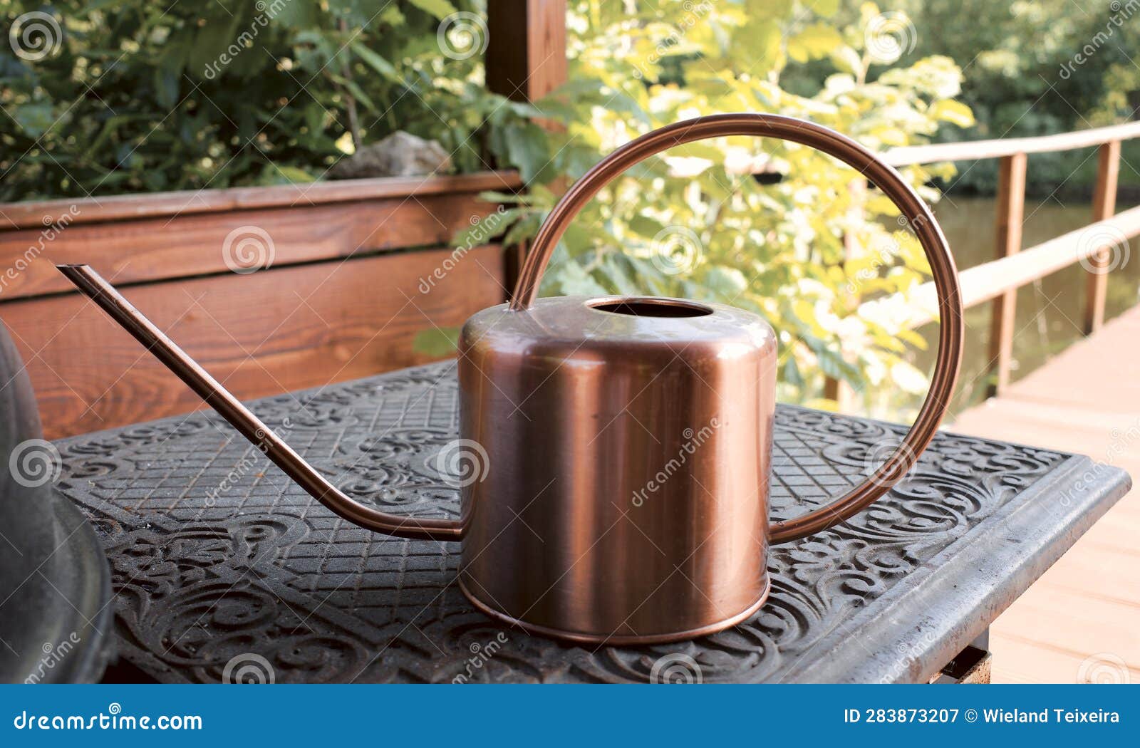 Copper watering can stock image. Image of summer, style 283873207
