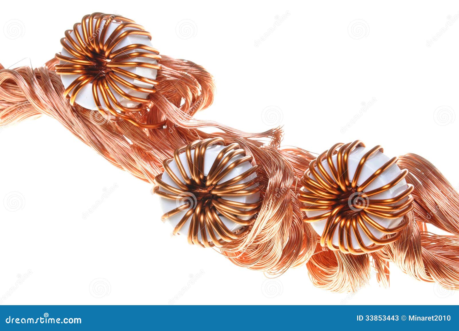 Copper wire with coils stock image. Image of line, energy 33853443