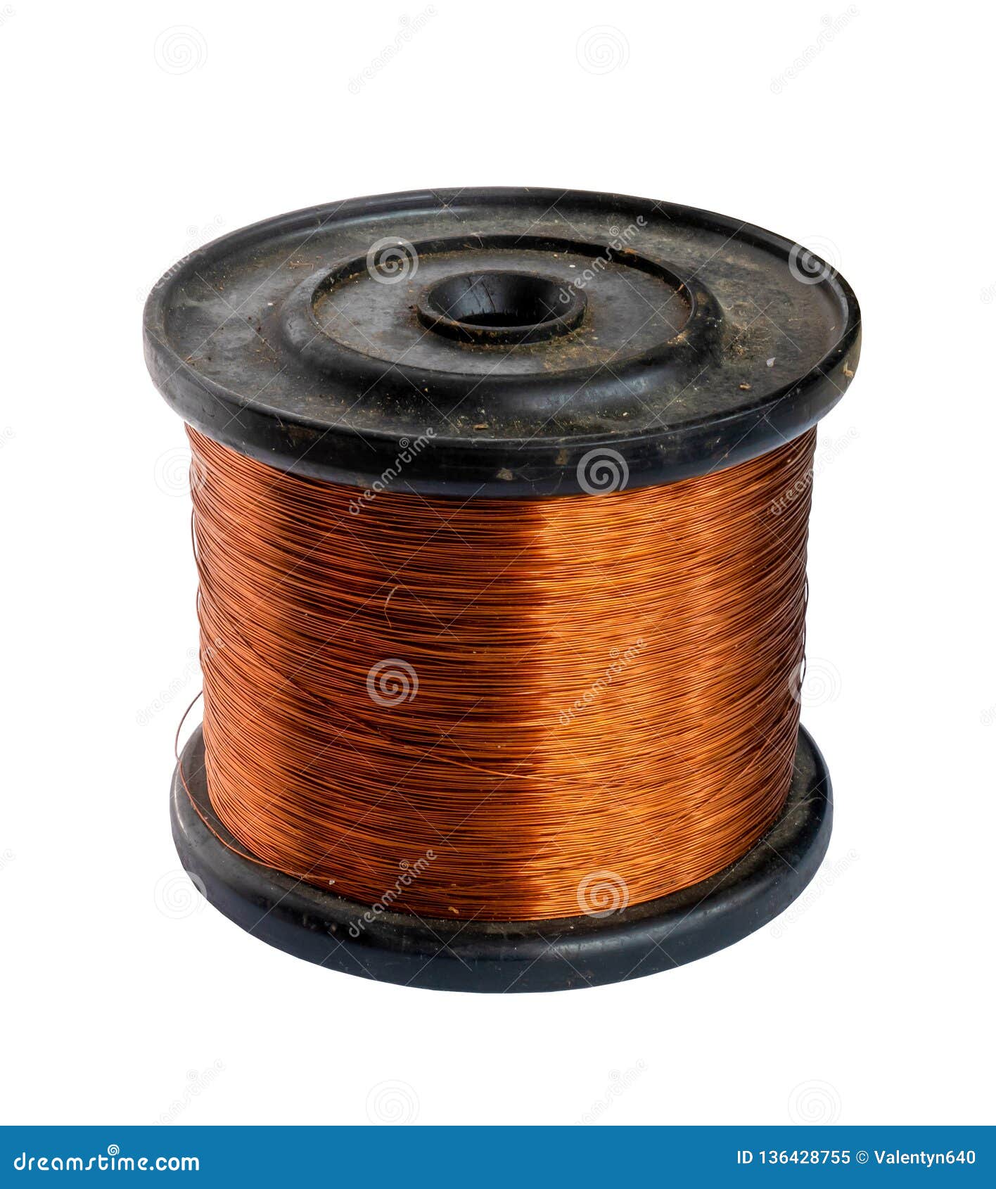Copper Wire Spool Isolated on a White Background Stock Image Image of