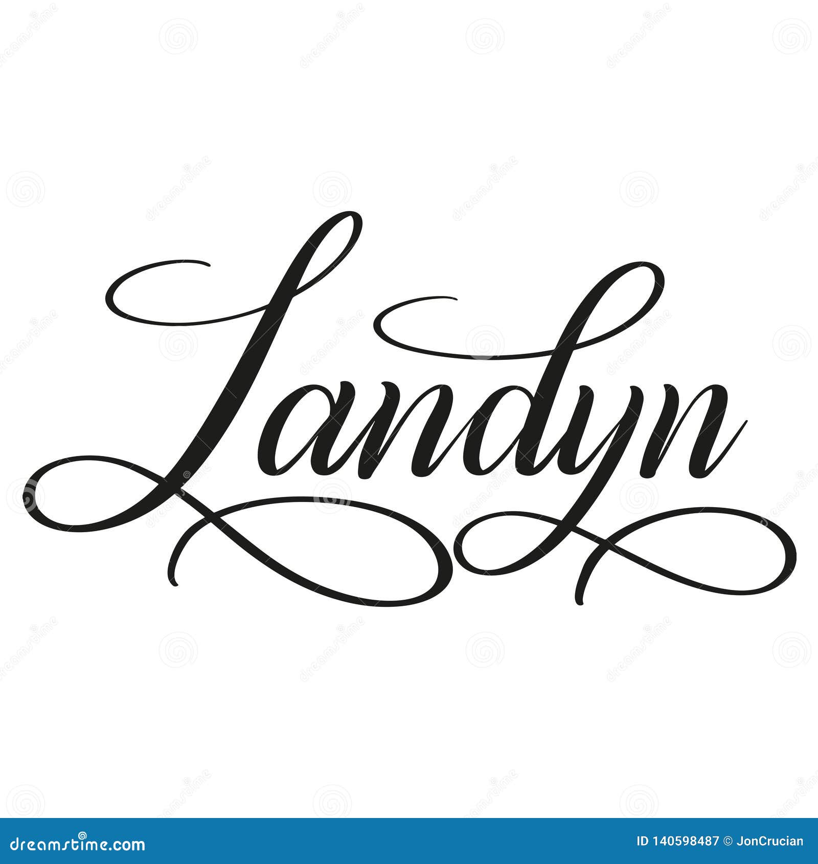 Landyn. Calligraphic Spelling of the Name. Stock Vector