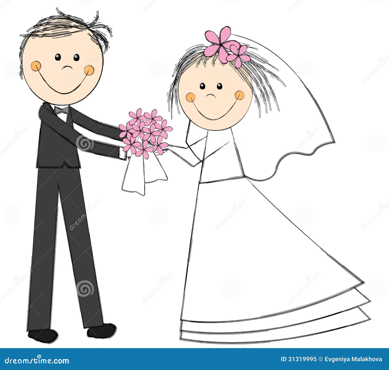 Мальчик девочка свадьба нарисованные