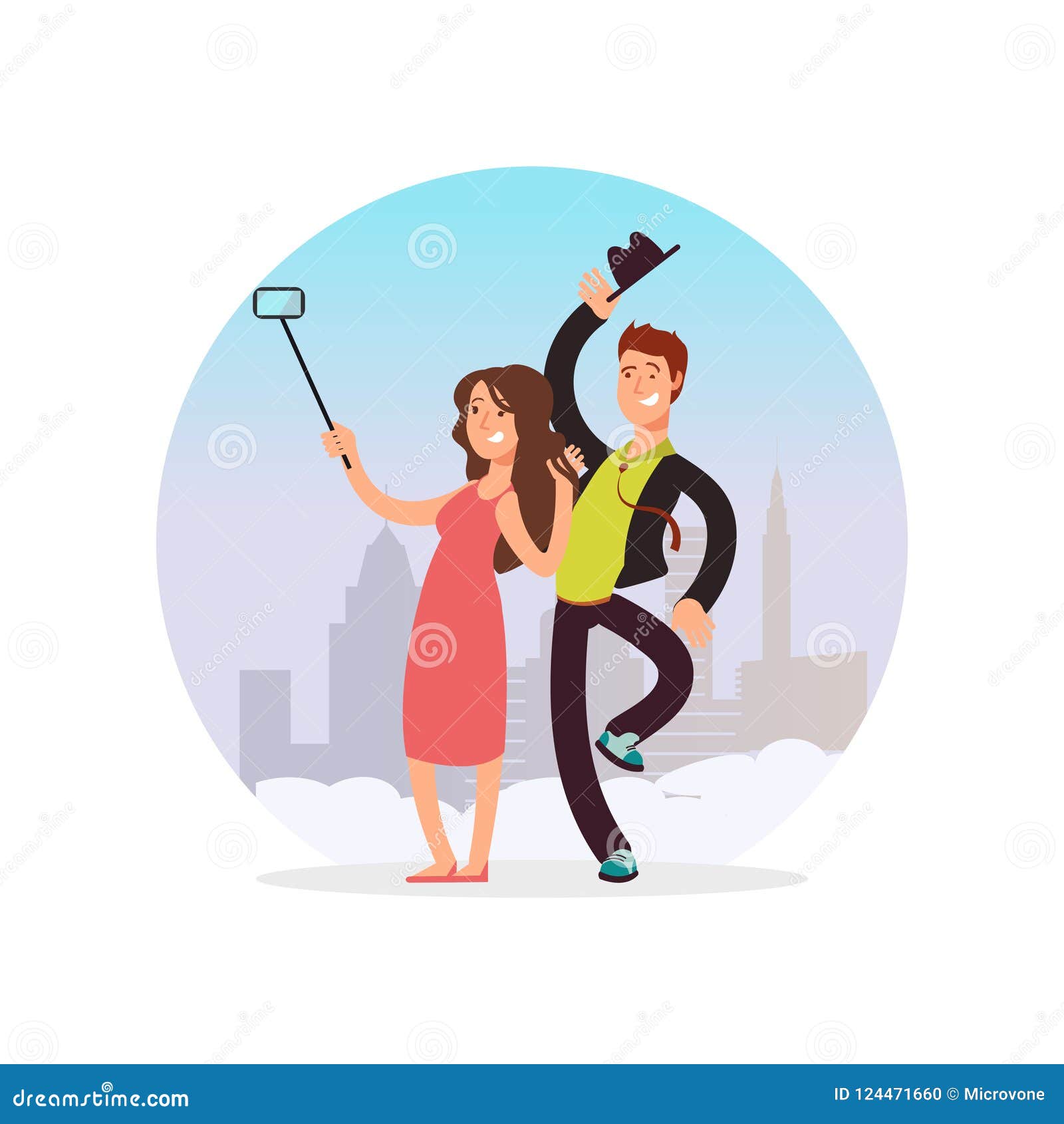 Coppie Felici Che Fanno Selfie Uomo E Donna Del Personaggio Dei Cartoni Animati Che Fanno Foto Illustrazione Vettoriale Illustrazione Di Internet People