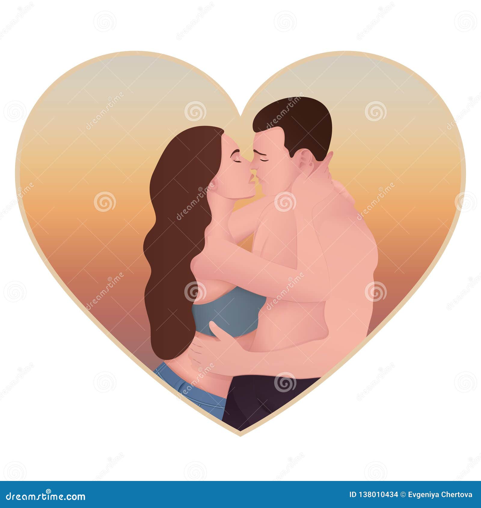 Coppie Nell Amore Amanti Bello Uomo Ed Abbracciare E Bacio Della Donna Nella Forma Di Cuore Multicolore Isolata Su Fondo Bianco Illustrazione Vettoriale Illustrazione Di Cuore Amore