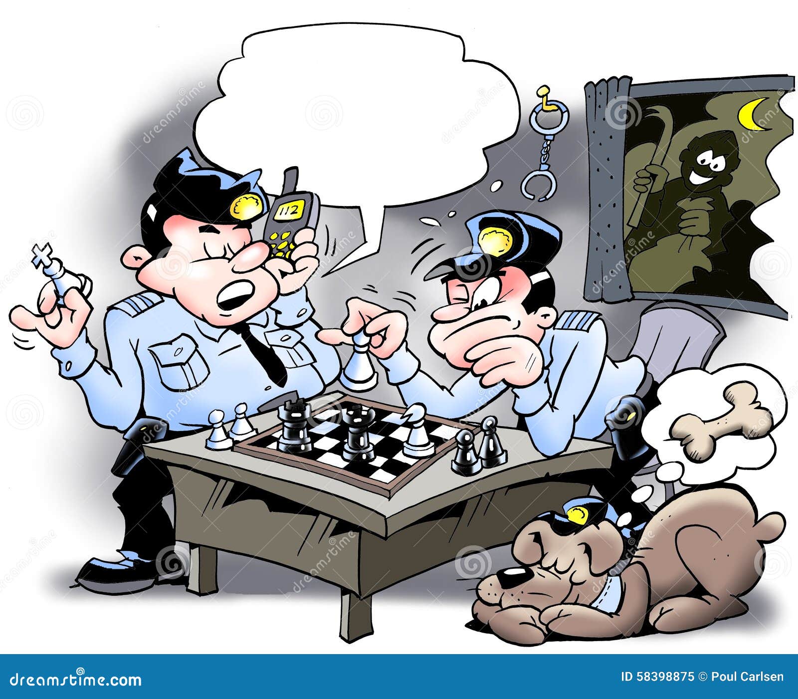 cops playing chess - thief is at stake