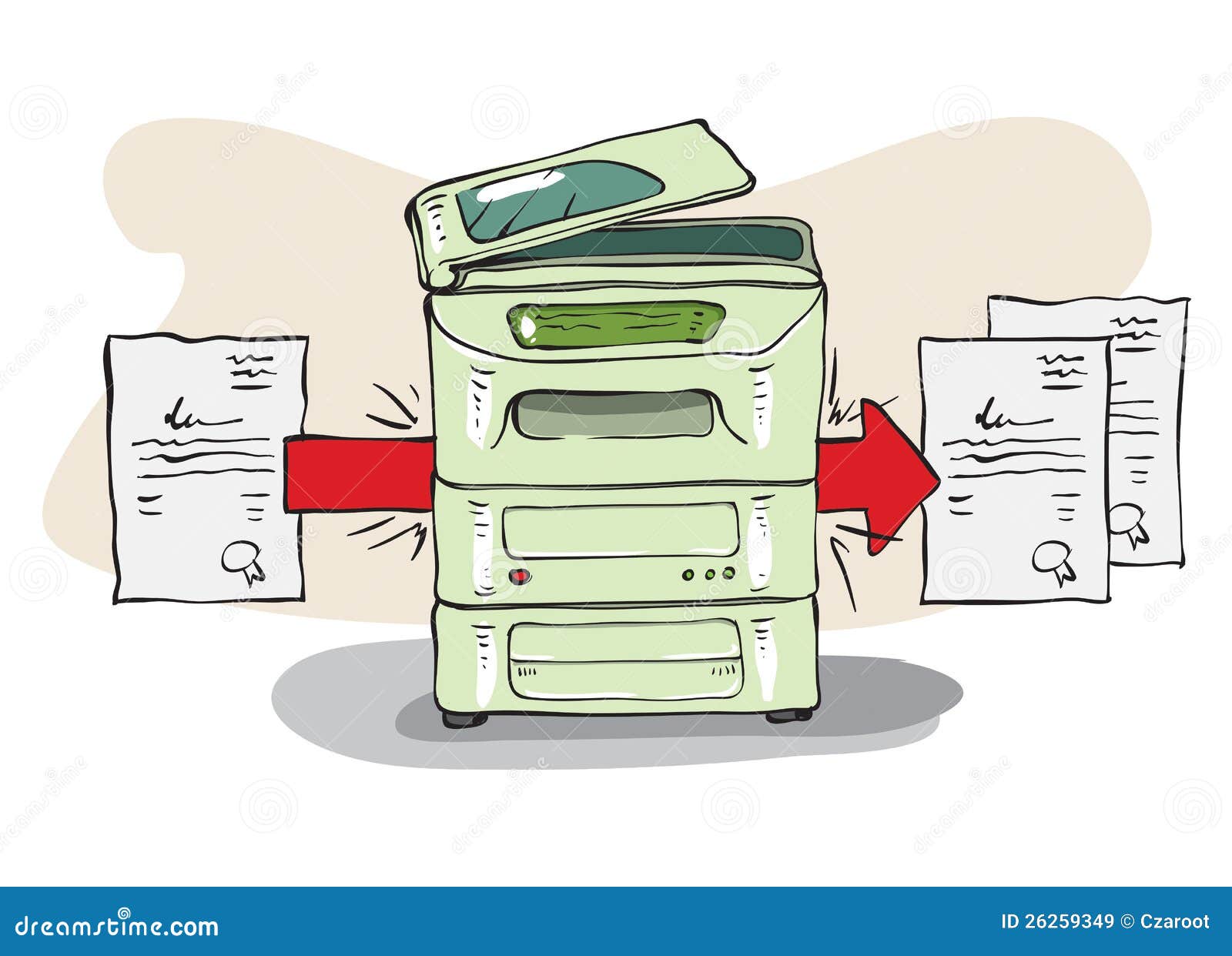 copy machine copies some documents