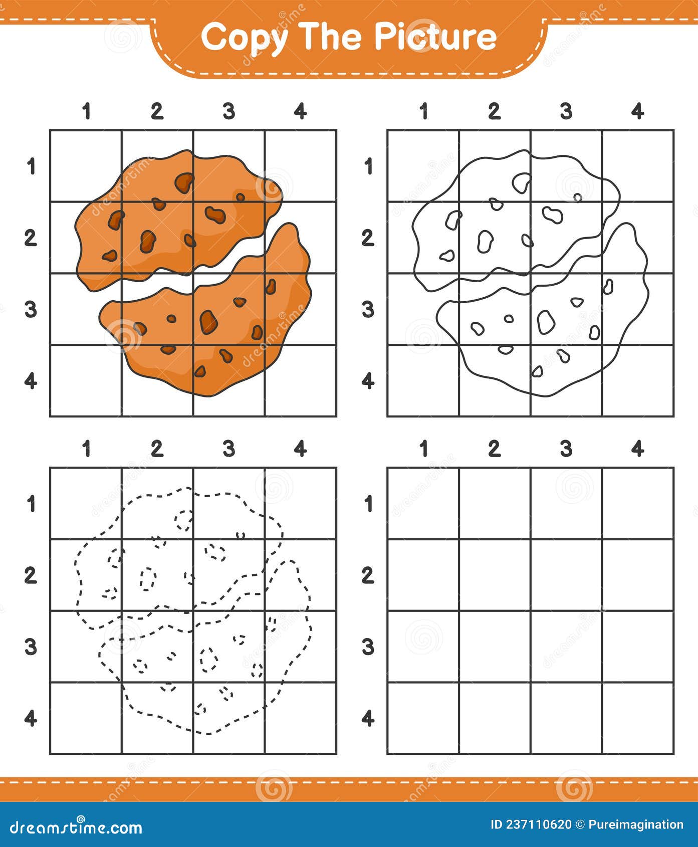 Copy the Picture, Copy the Picture of Cookie Using Grid Lines