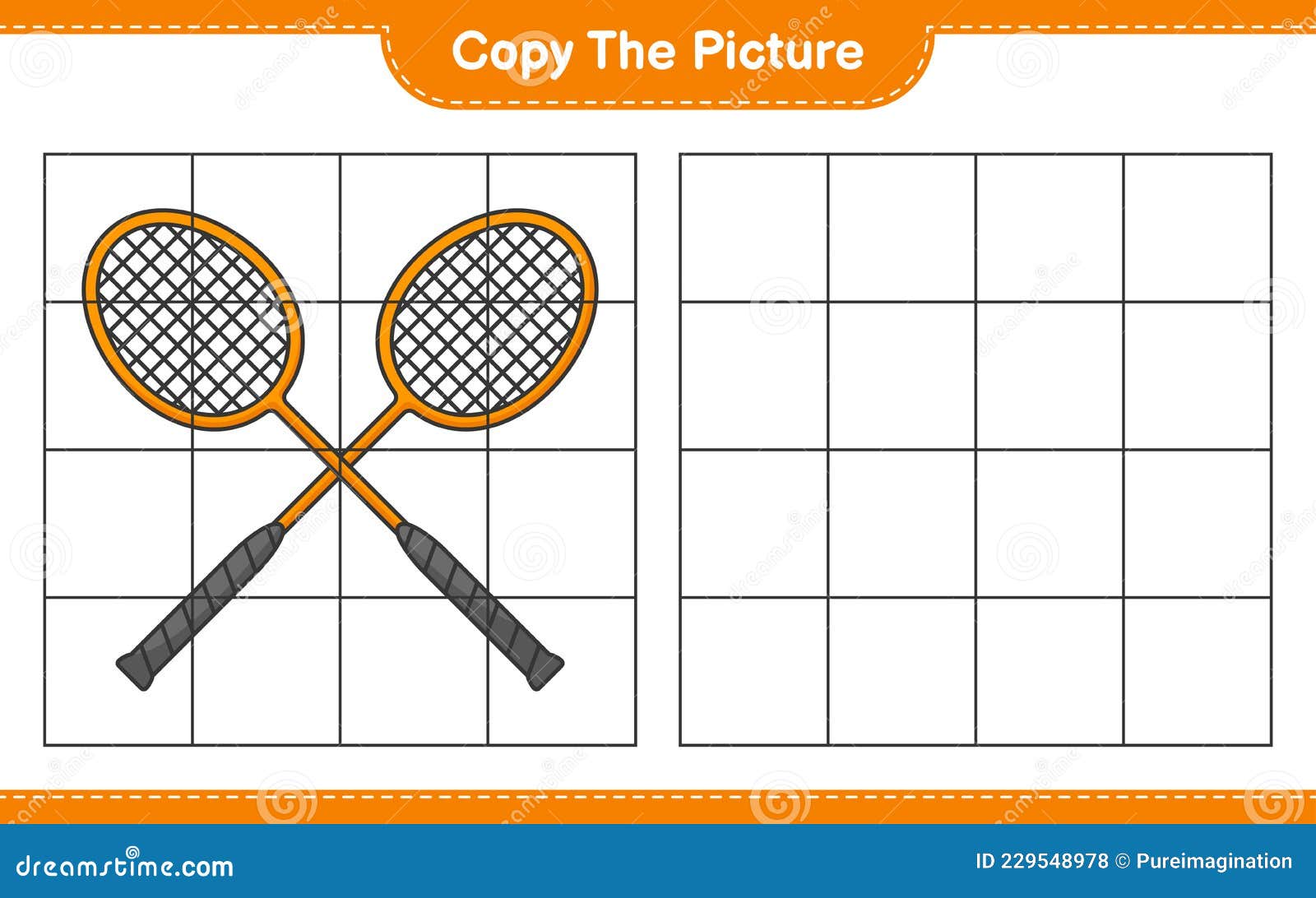 Copy the Picture, Copy the Picture of Badminton Rackets Using Grid