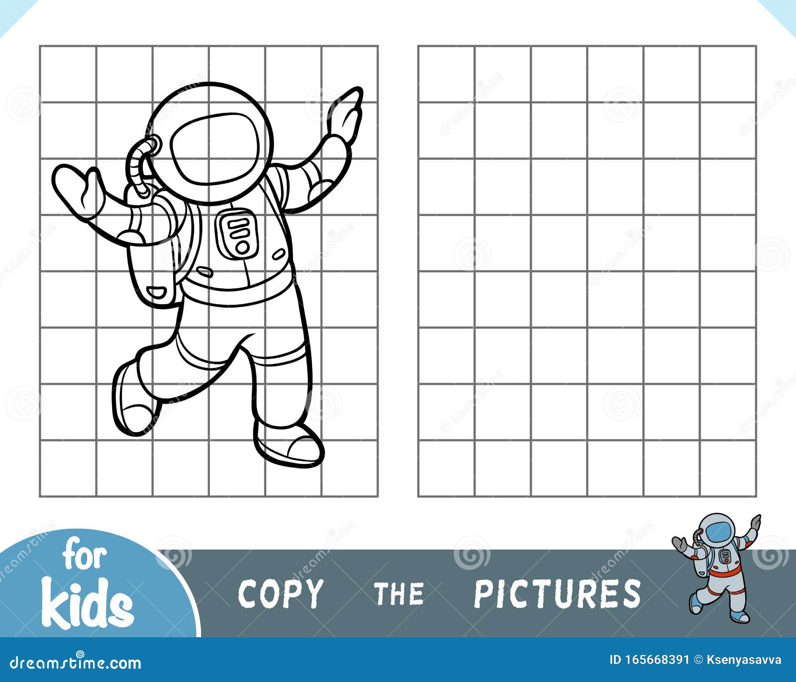 copy the picture, game for children, astronaut