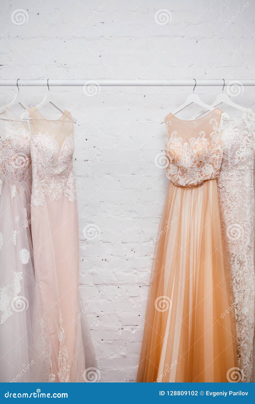 Copy space Wedding dresses stock photo. Image of attractive - 128809102