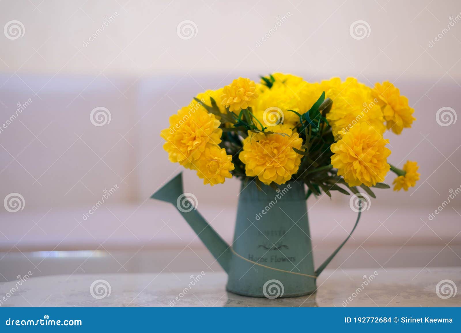 Copyspace Background and Texture. Artificial Flowers Marigold Yellow