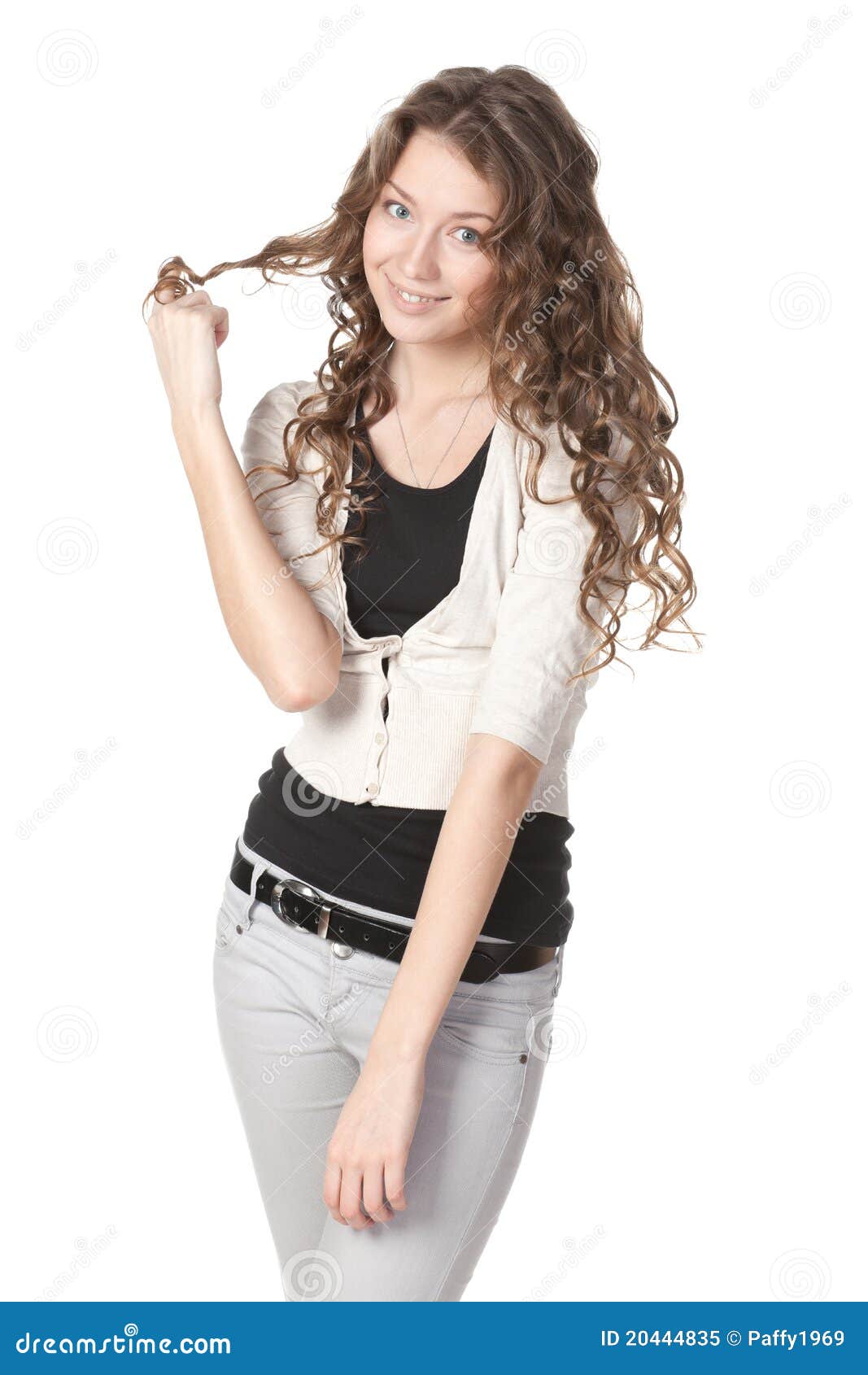 finger curl how female of model stock image. coquet, Image Coquettish