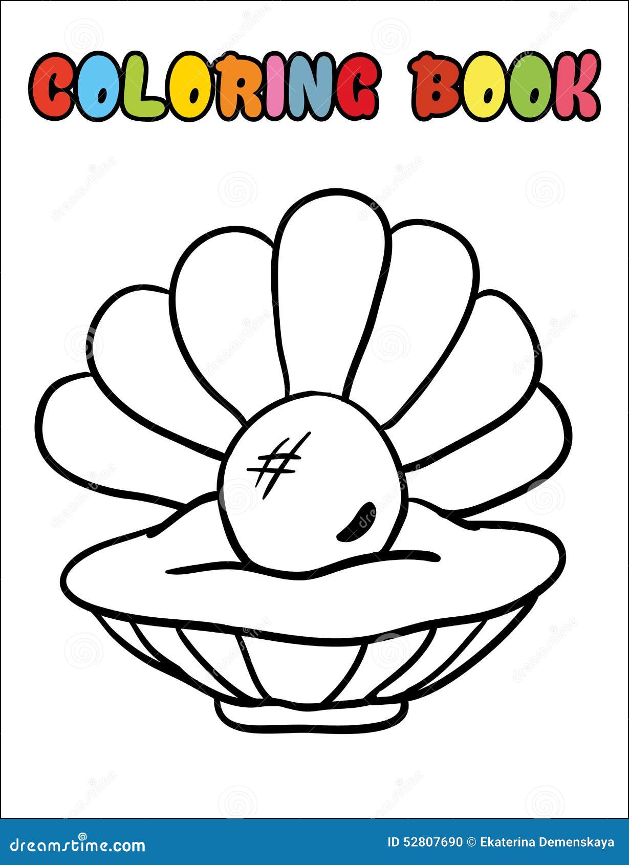 Coquille De Livre De Coloriage Avec La Bande Dessinée De Perle Libre de droits
