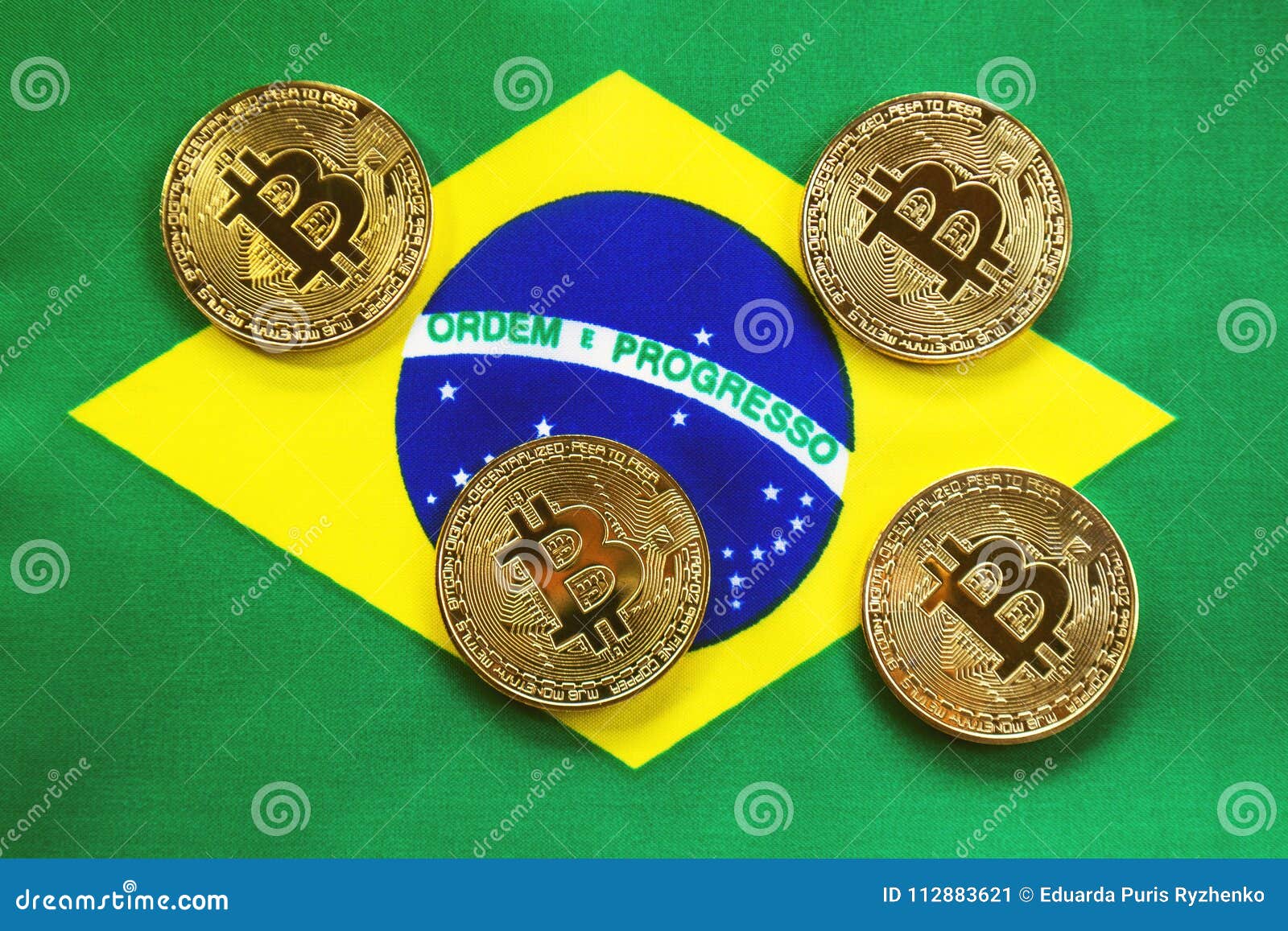 Bitcoin Gold Na Cor Da Bandeira Do Brasil Imagem de Stock - Imagem de  eletrônico, ouro: 112883621