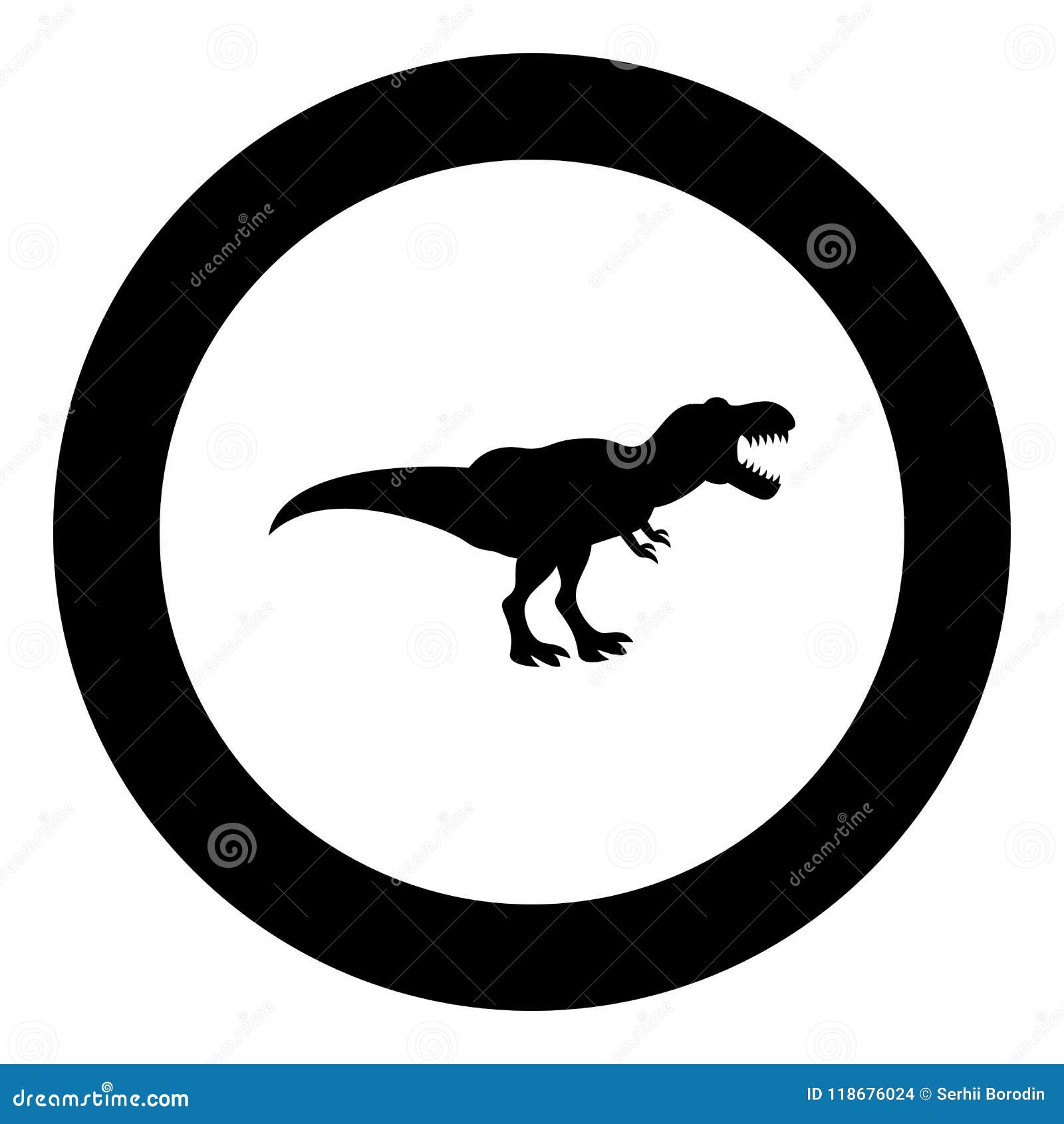 Dinossauro tiranossauro t rex ícone cor preta ilustração estilo