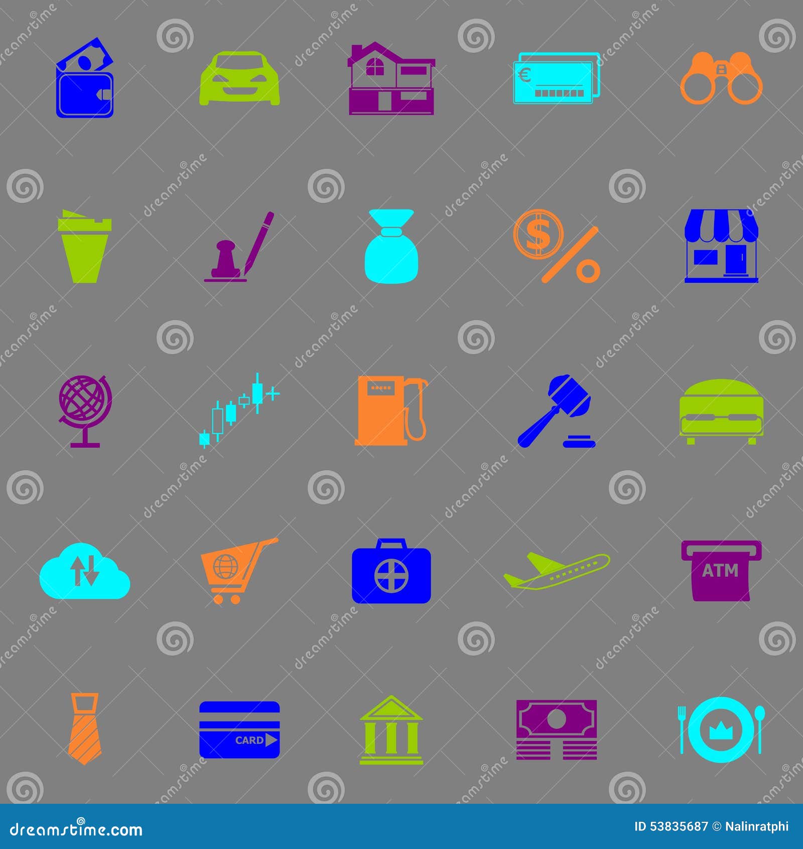 Cor Fluorescente Dos Icones Da Carteira De E No Fundo Cinzento Ilustracao Do Vetor Ilustracao De Carteira Icones 53835687