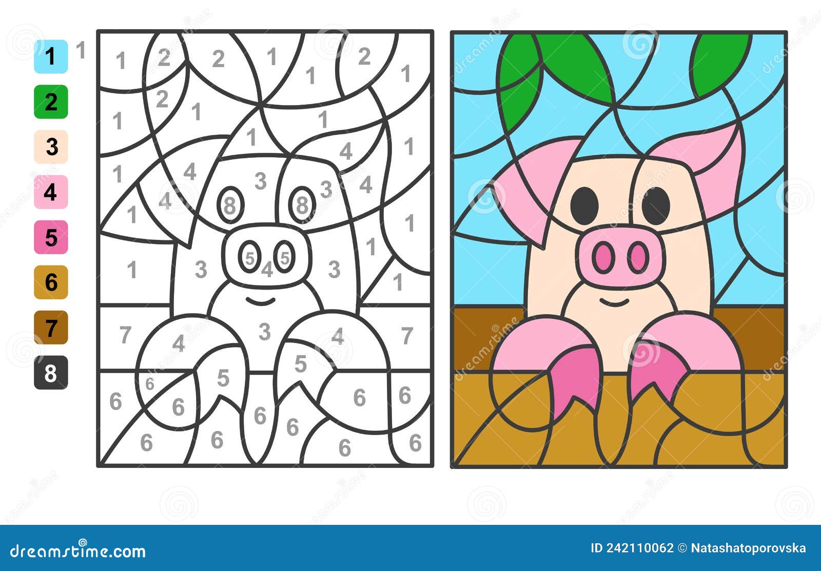 Desenho Para Colorir Cor Por Números Jogo Quebra Cabeça Para vetor