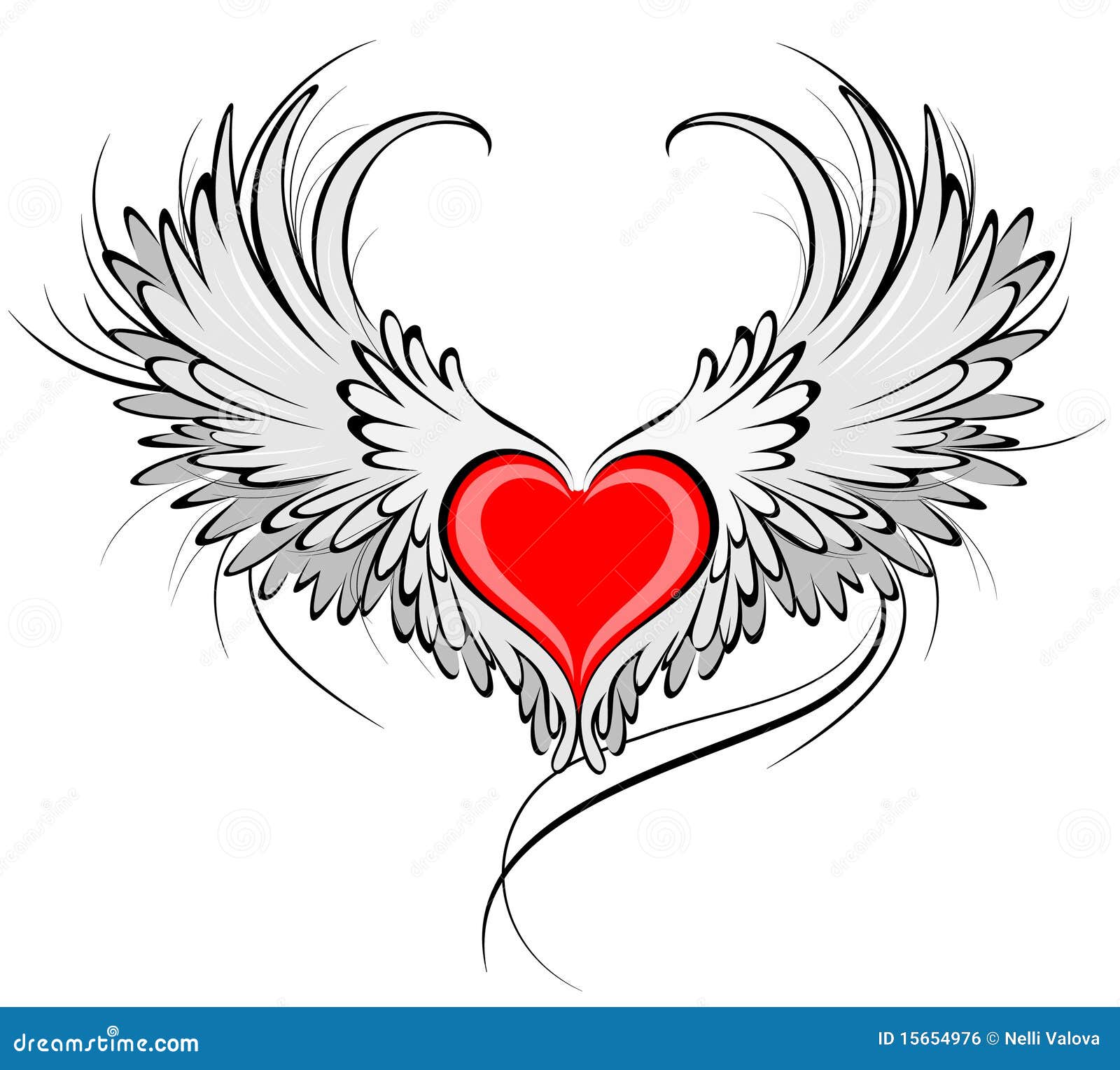 Coração Vermelho De Um Anjo Ilustração do Vetor - Ilustração de vôo,  romântico: 15654976, image size:1600x1529