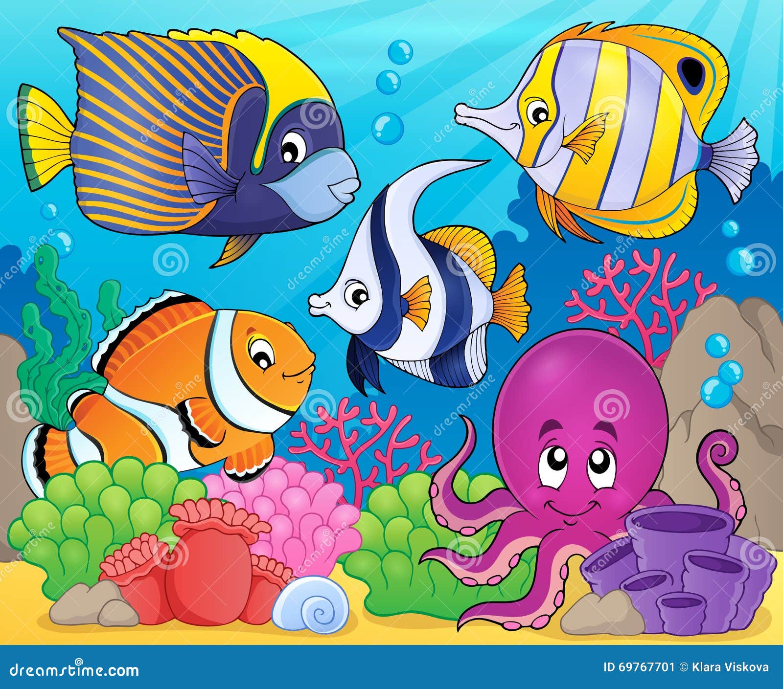 Coral fauna theme image 7 stock vector. Illustration of fins - 69767701