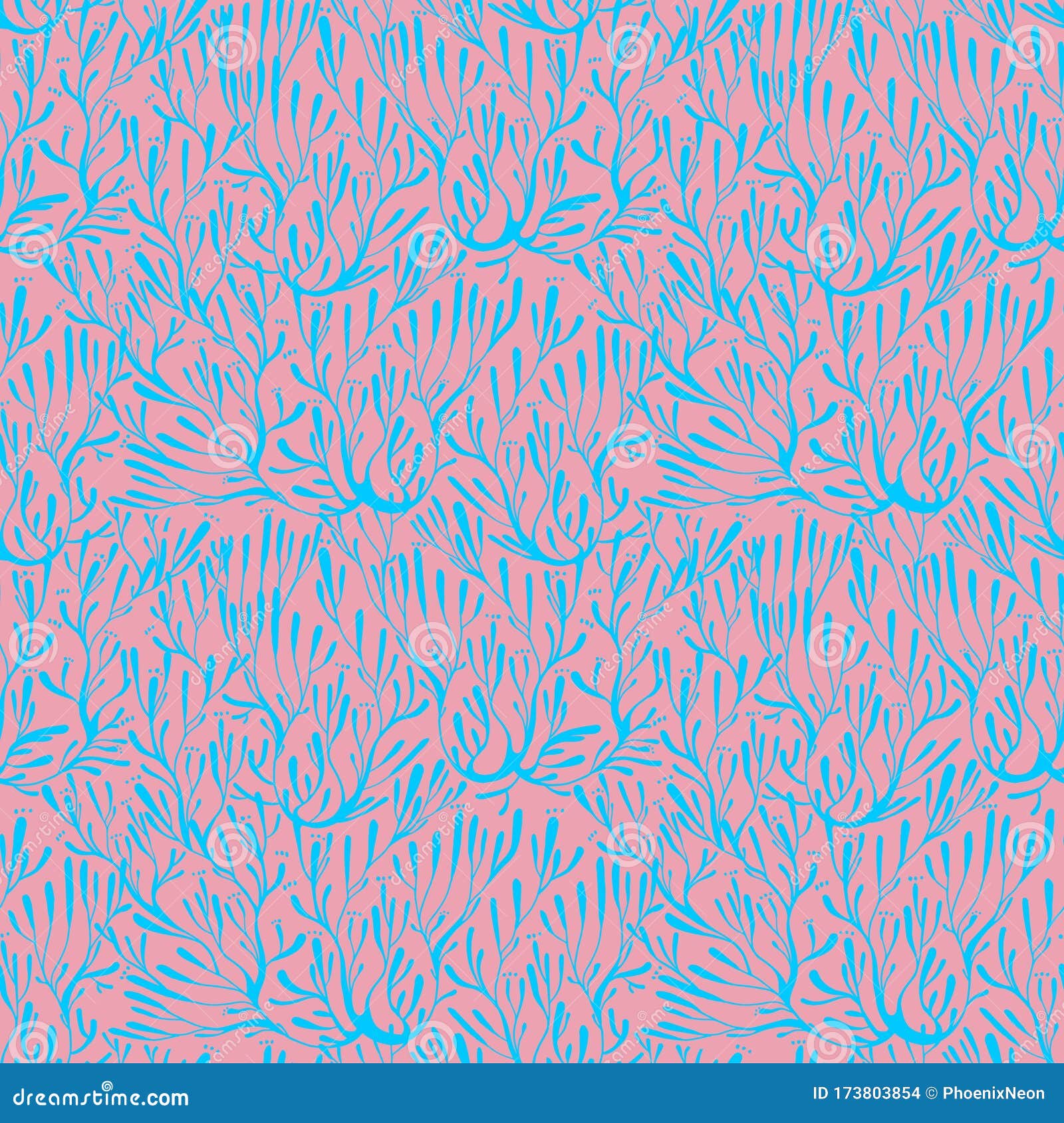 Coral Seaweed in the Ocean or Tree Branches Seamless Pattern. Stock ...