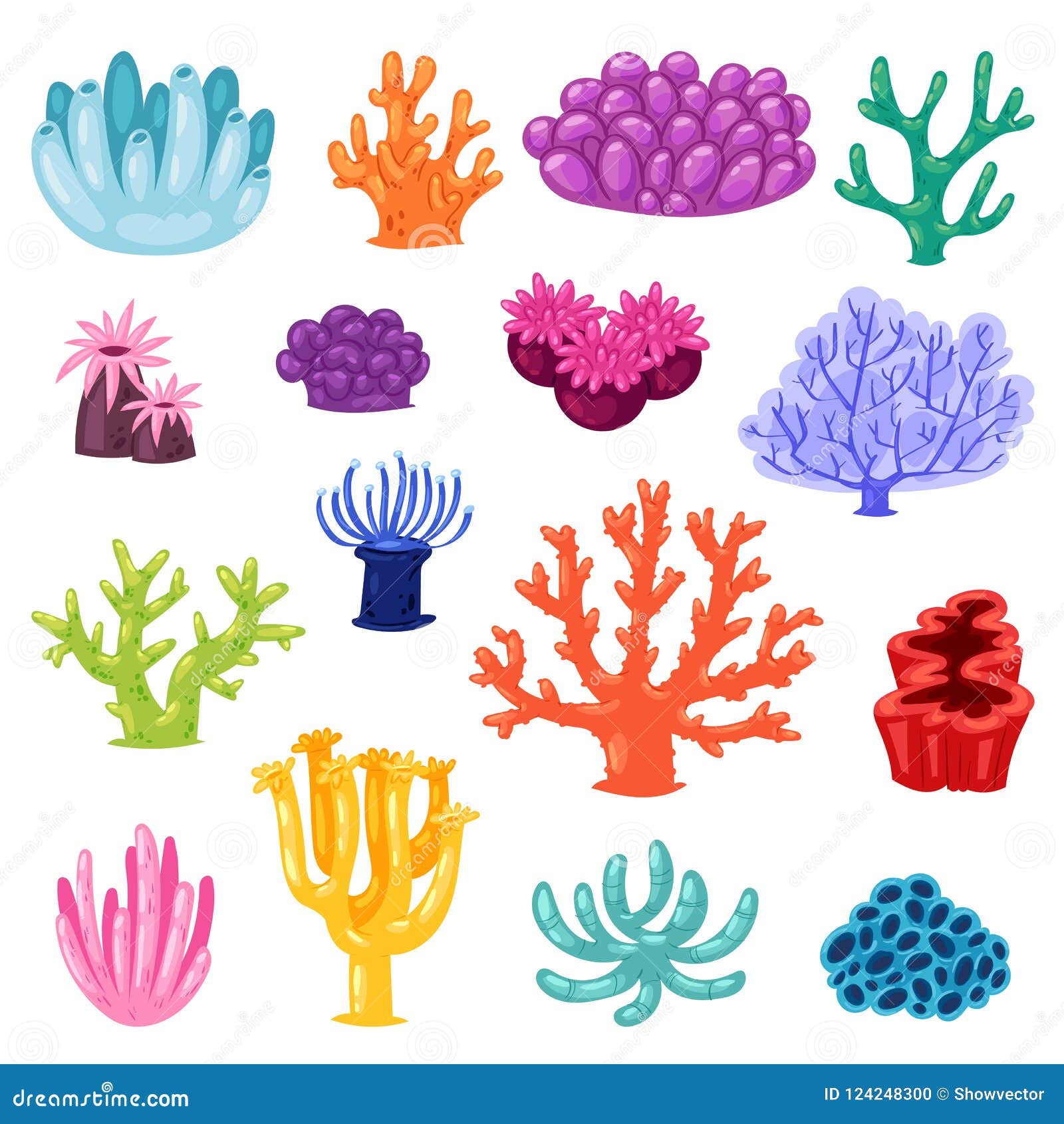 Coral Vector Sea Coralline or Exotic Cooralreef Undersea Illustration ...