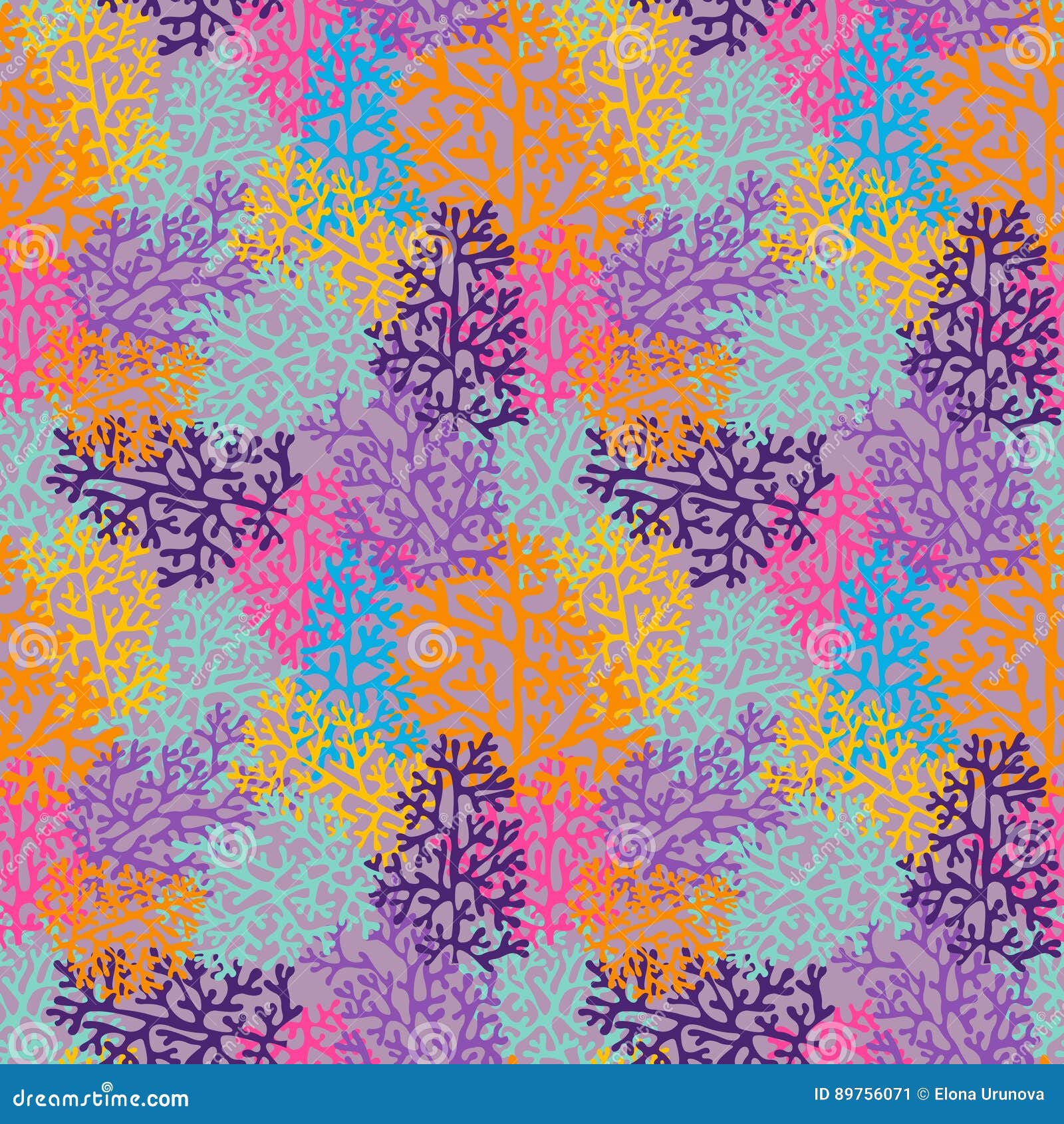 Corals on a Pink Background. Colorful Vector Seamless Pattern Stock