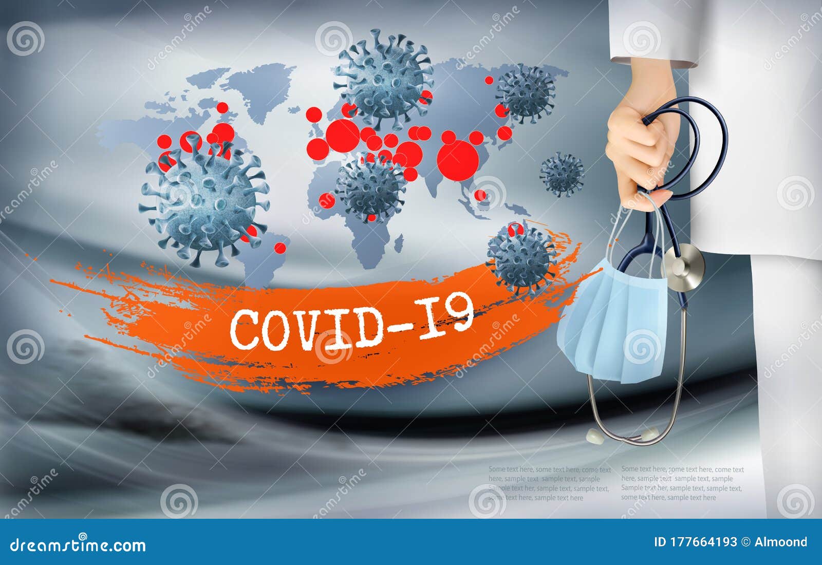 coranavirus background with doctor holding a protective medical surgical face mask