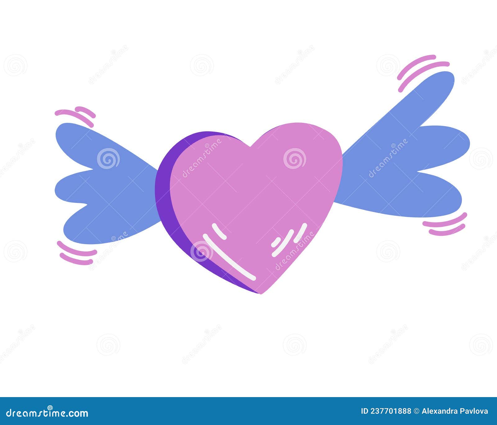 Corazón Con Alas. Corazón De Dibujos Animados. Perfecto Para Imprimir  Stickers Valentines Day. Símbolo De Amor. Ilustración Vector Ilustración  del Vector - Ilustración de encanto, lazo: 237701888