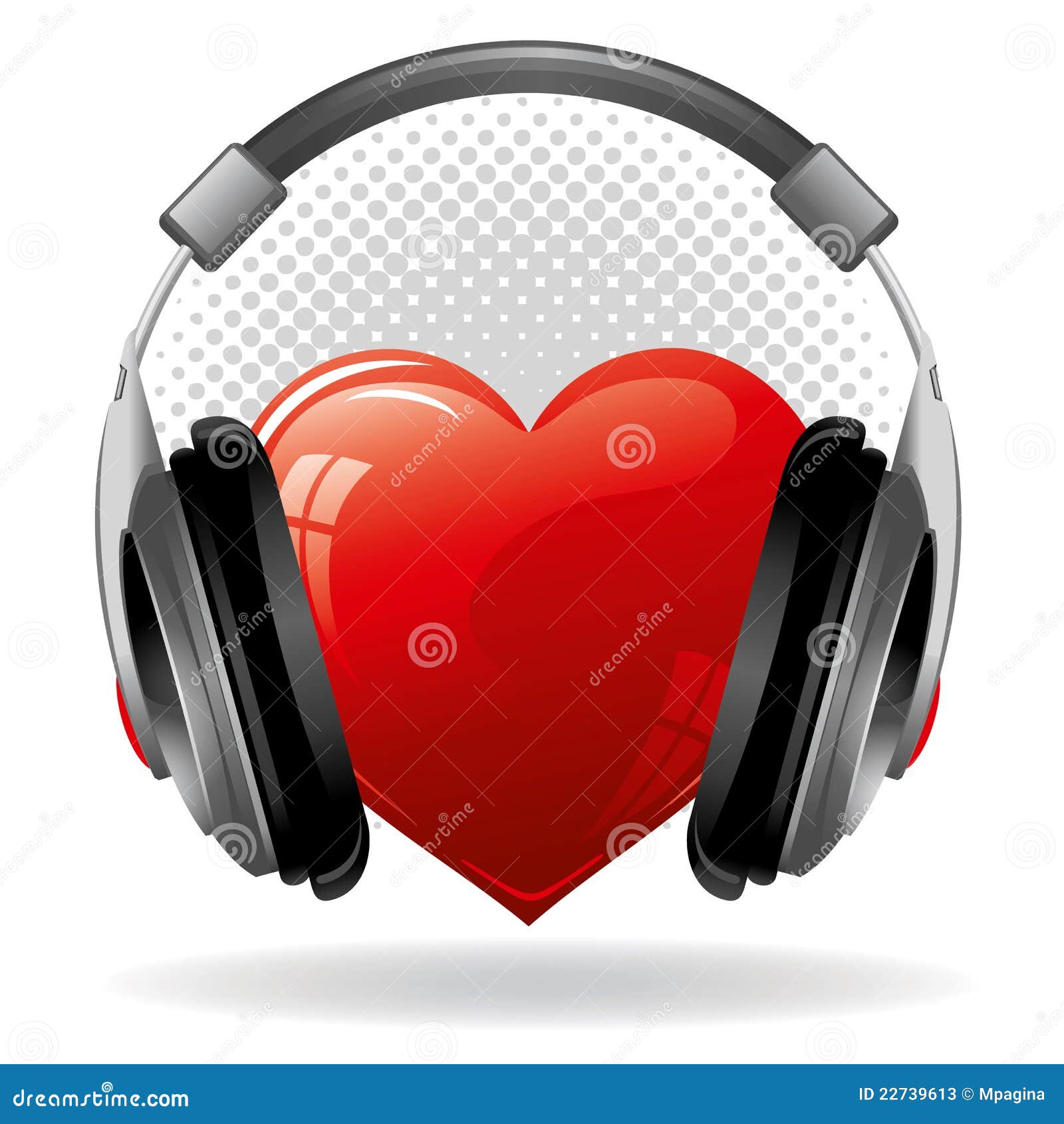 Corazón con auriculares ilustración del vector. Ilustración de auriculares  - 22739613, image size:1600x1690