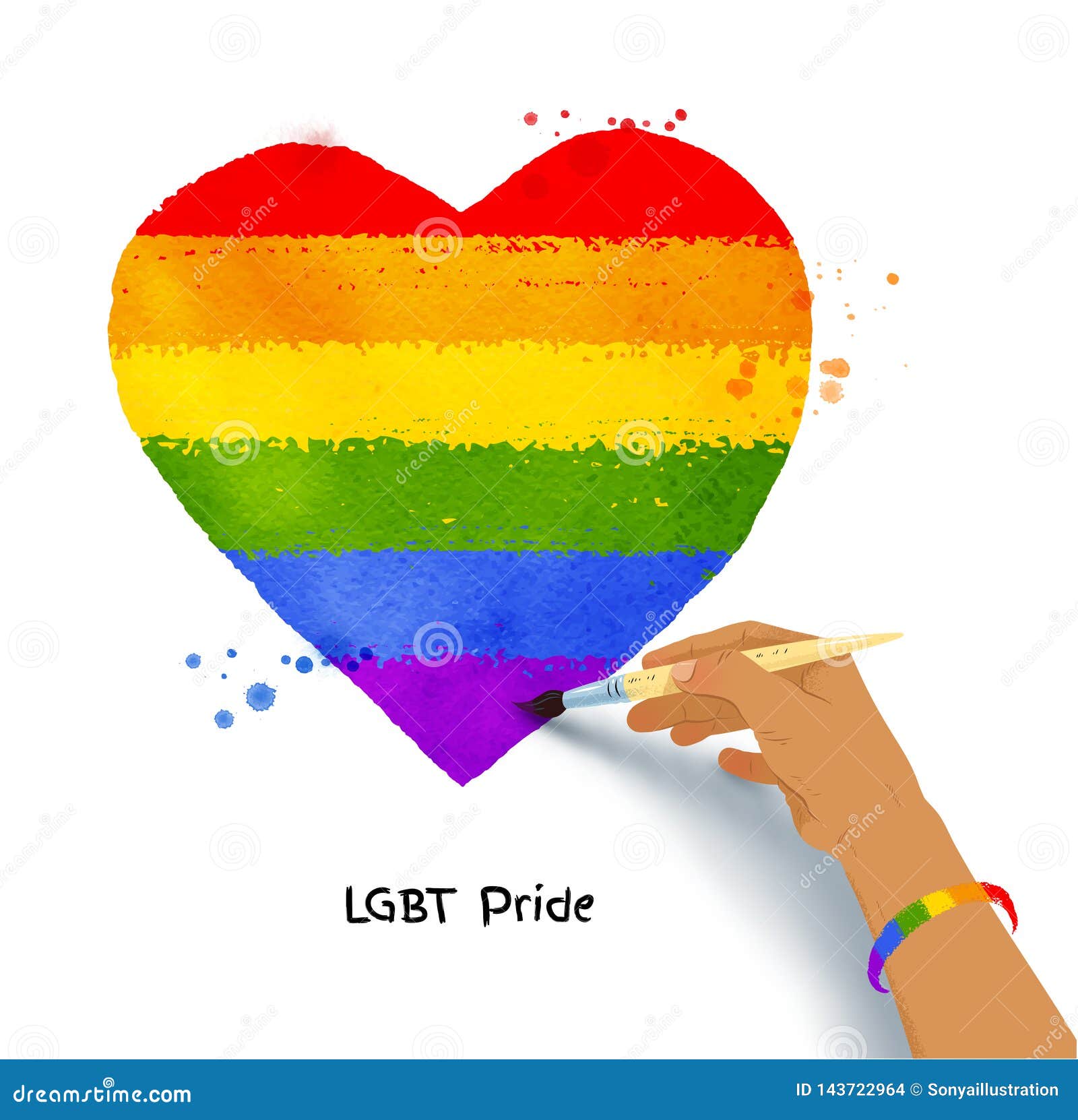Corazón De Dibujo De La Mano En Colores De La Bandera De LGBT Ilustración  del Vector - Ilustración de orgullo, movimiento: 143722964