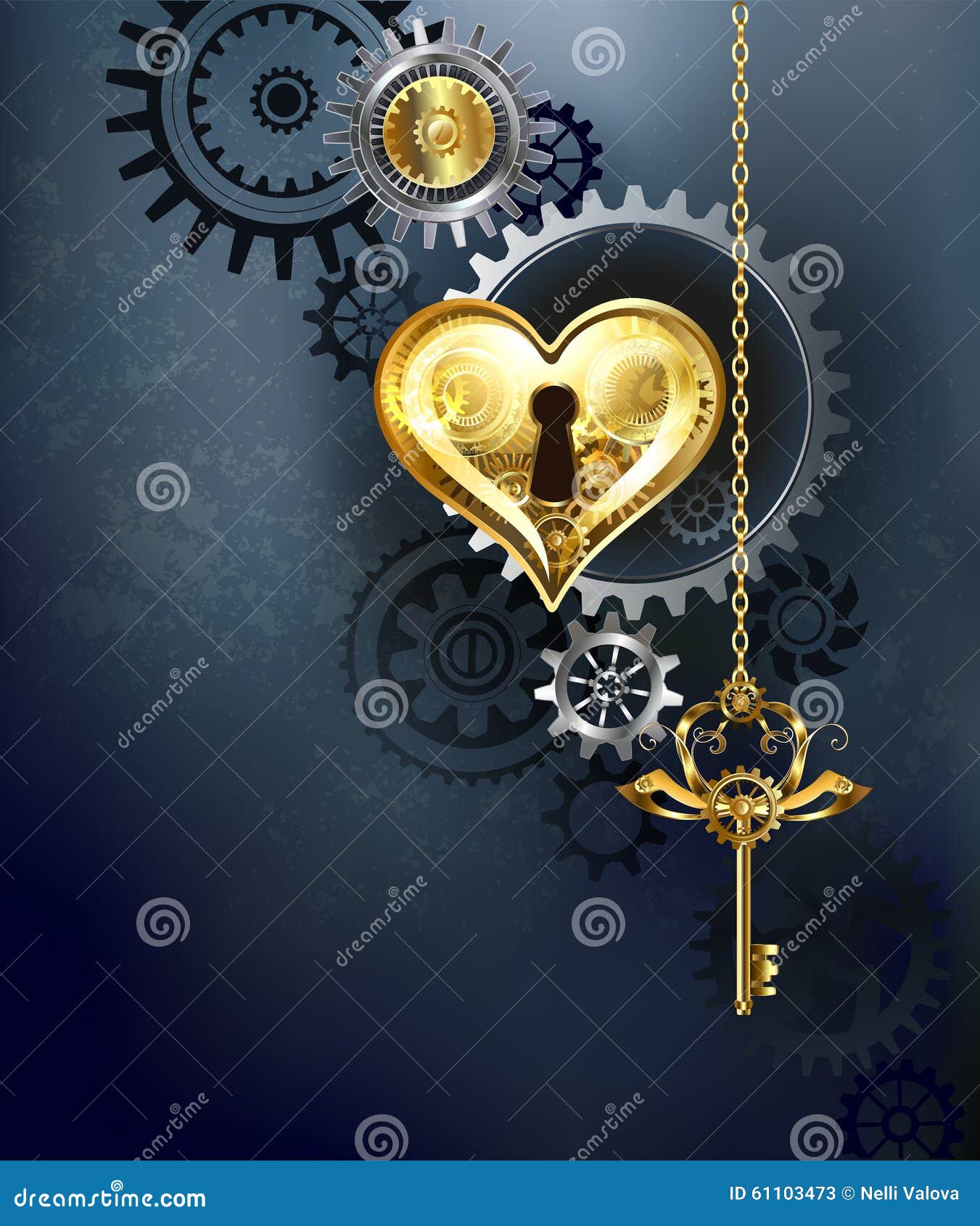 Corazón mecánico con llave ilustración del vector. Ilustración de ordenador  - 61103473, image size:1351x1690