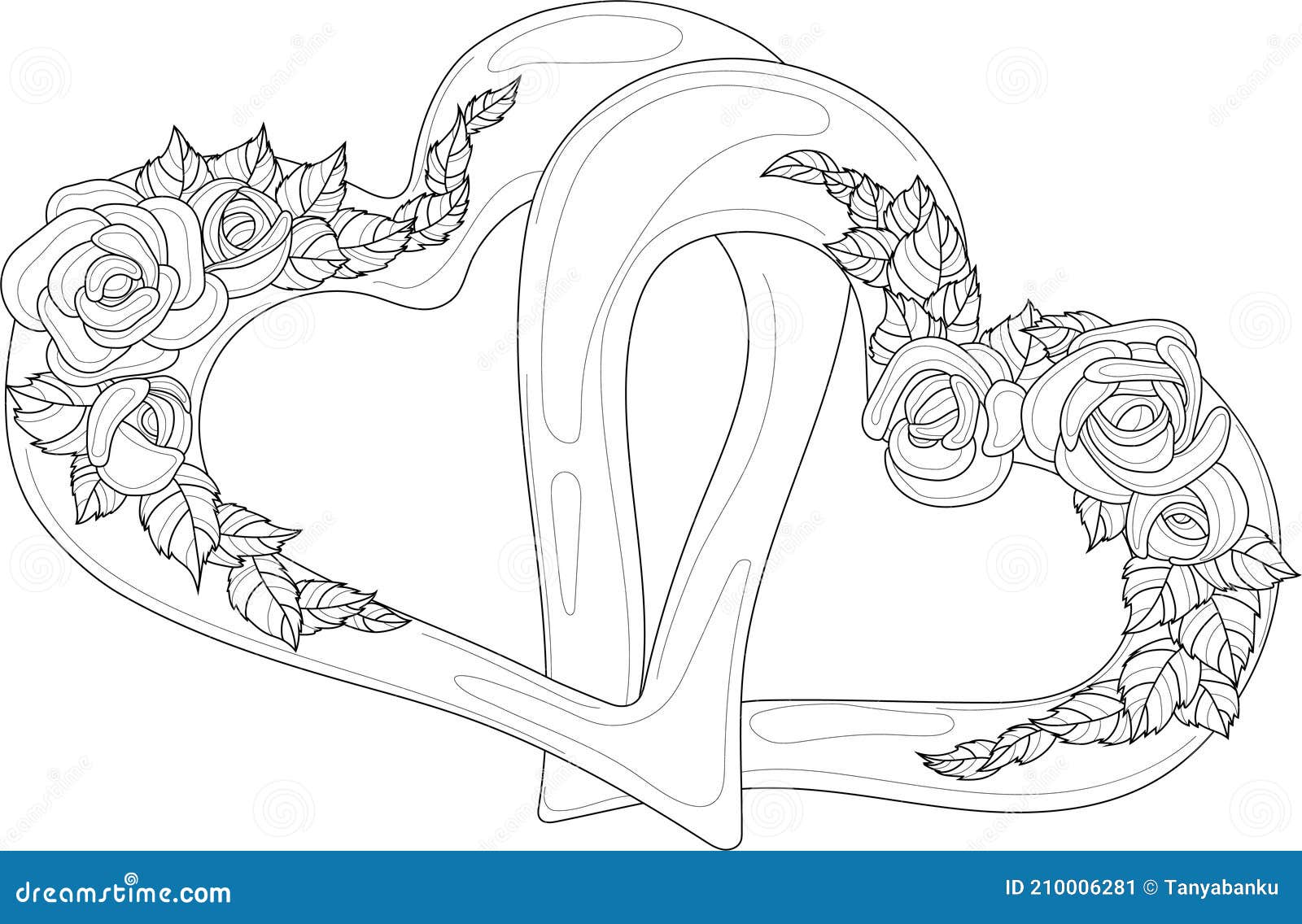 Corazones De Dibujos Animados Con Flores De Rosa Para La Plantilla De Dibujo  Del Día De San Valentín. Ilustración del Vector - Ilustración de  historieta, lindo: 210006281
