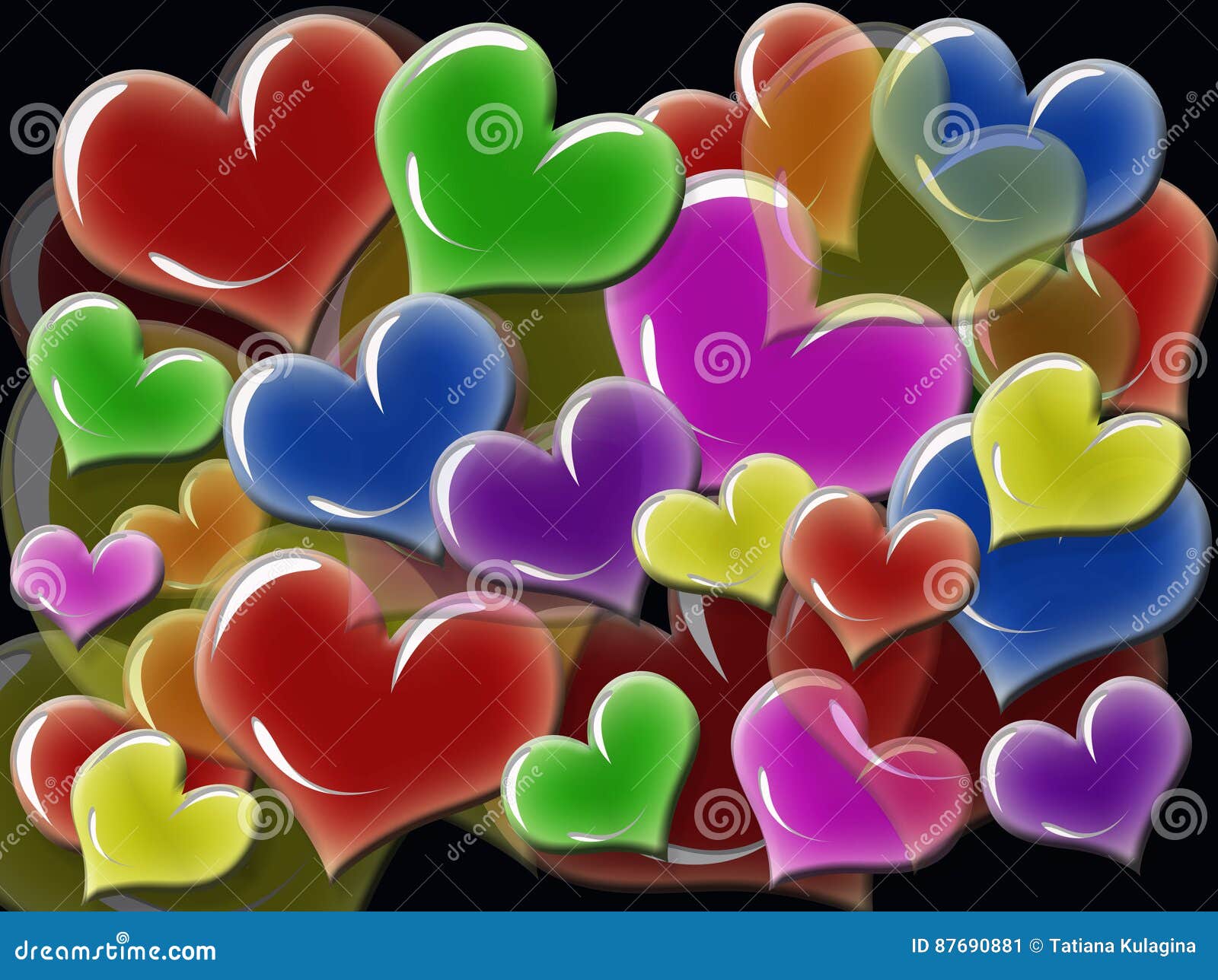 Corazones Multicolores Abstractos Ilustración del Vector - Ilustración