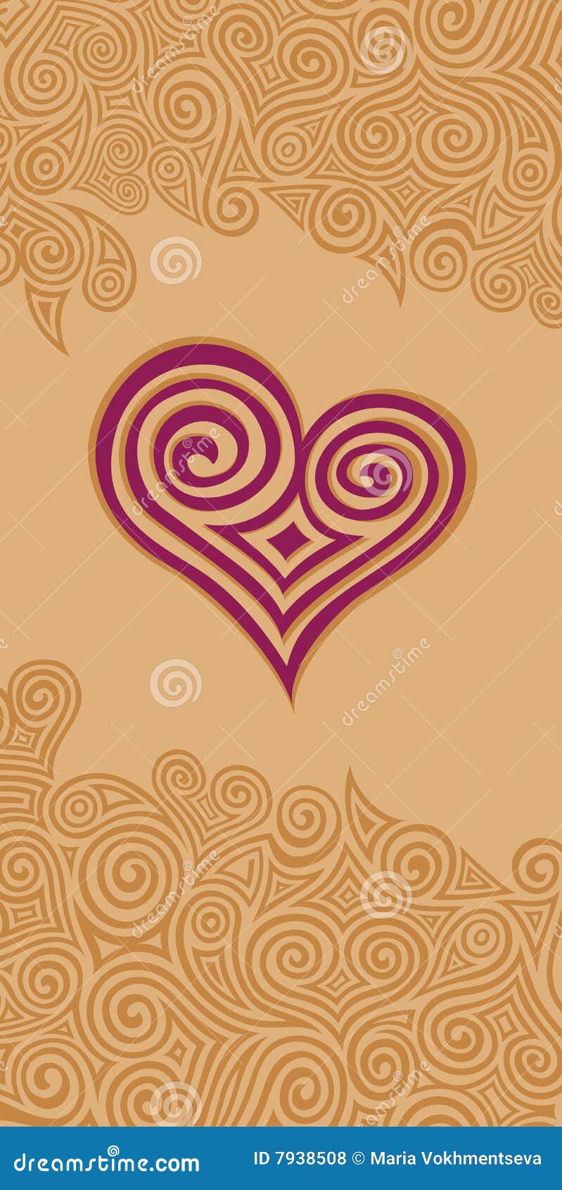 Coração de Swirly. Coração com ornamento do redemoinho, ilustração do vetor
