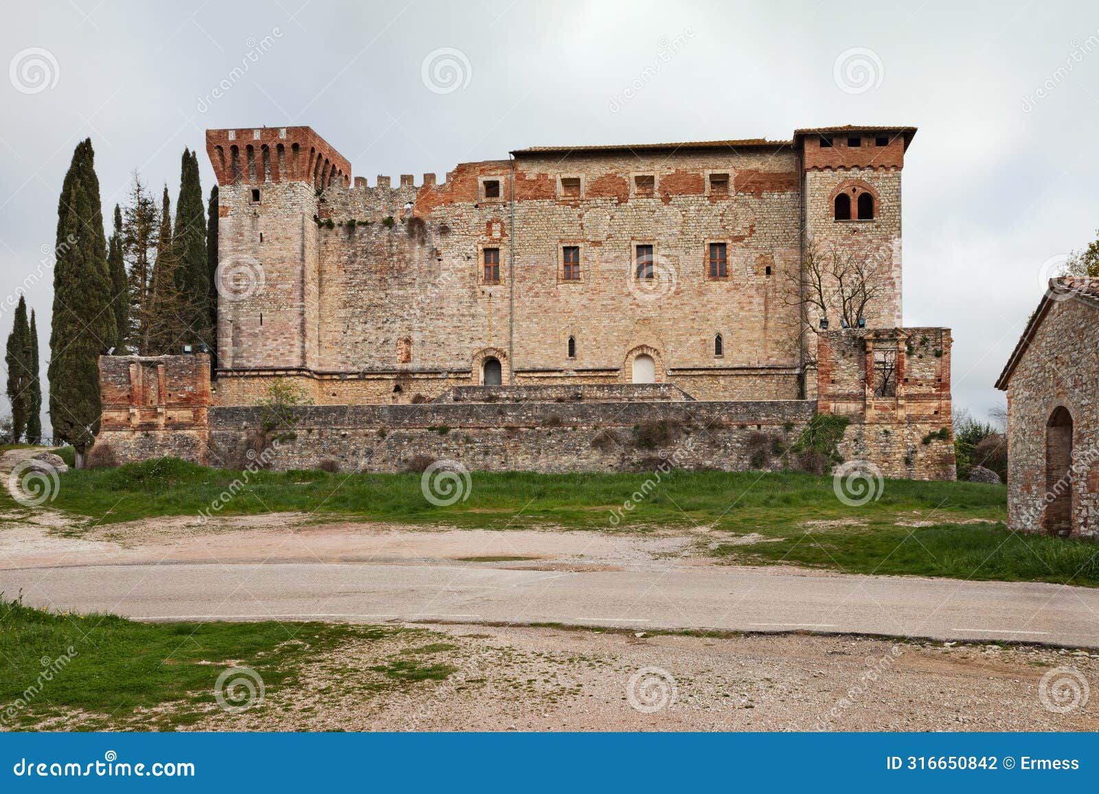 corciano, perugia, umbria, italy: the medieval castle of pieve del vescovo