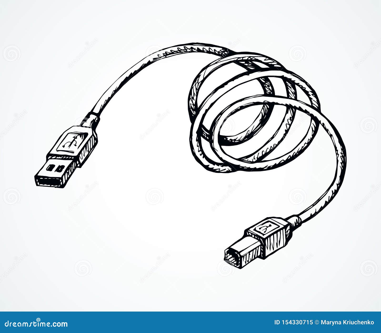 Cord for Charging the Phone. Vector Drawing Stock Vector Illustration