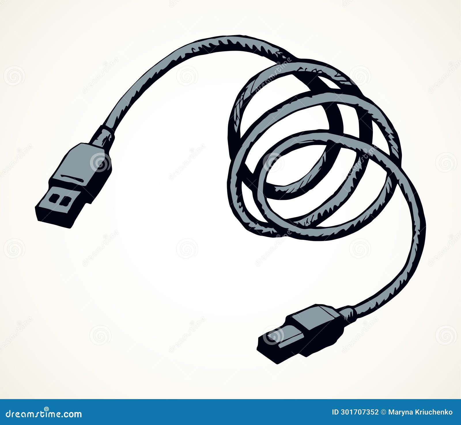 Cord for Charging the Phone. Vector Drawing Stock Vector Illustration