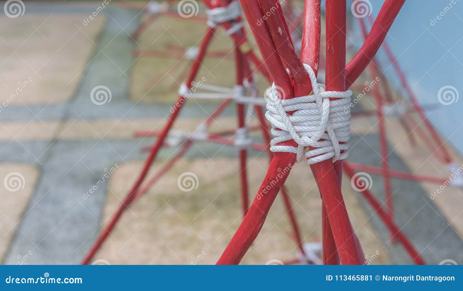 Corda E Legno Che Formano Il Treppiede Immagine Stock Immagine Di Campfire Fuoco