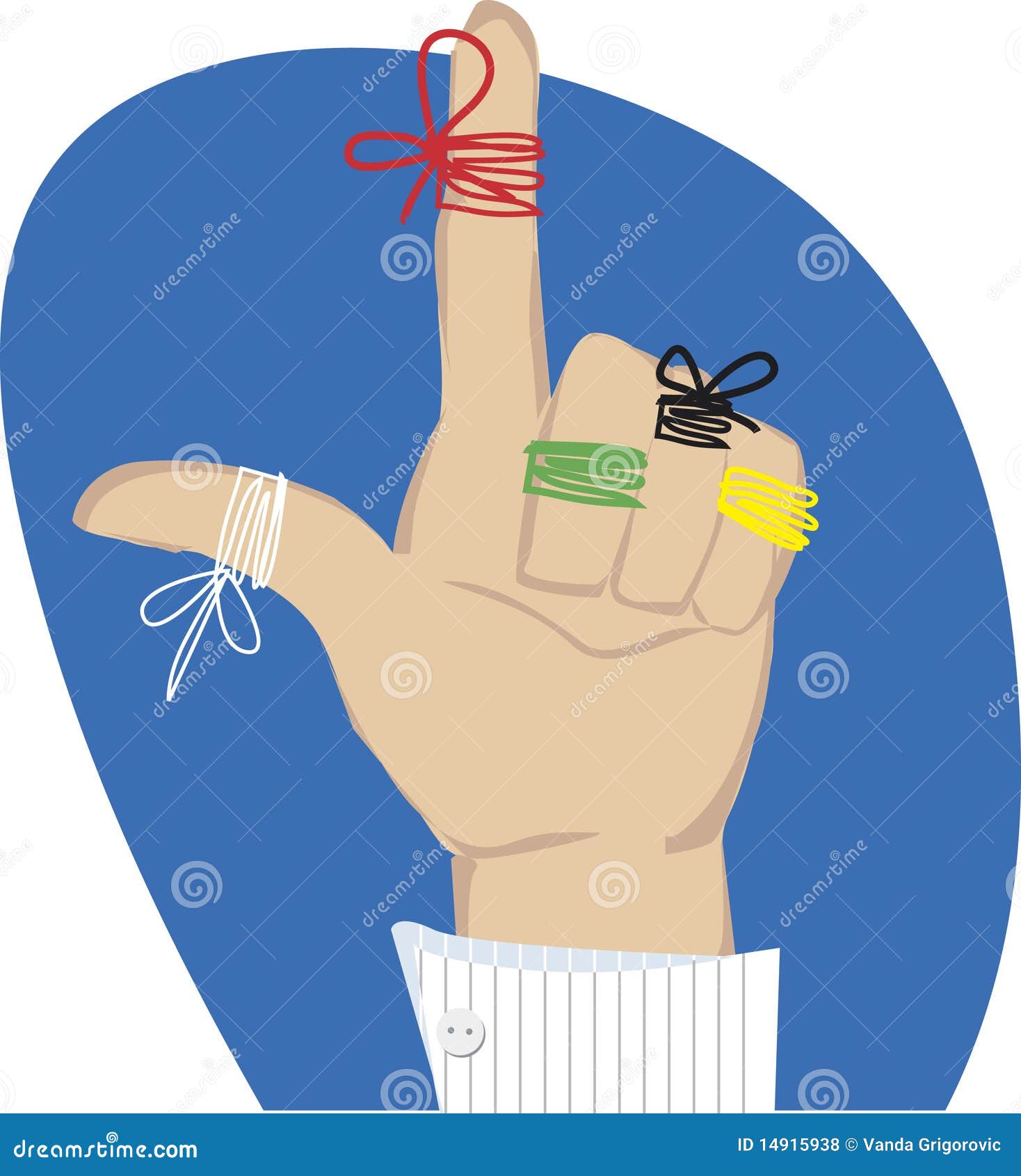 Cordas De Lembrete Nos Dedos Ilustração do Vetor - Ilustração de colorido,  lembrar: 14915938, image size:1468x1690